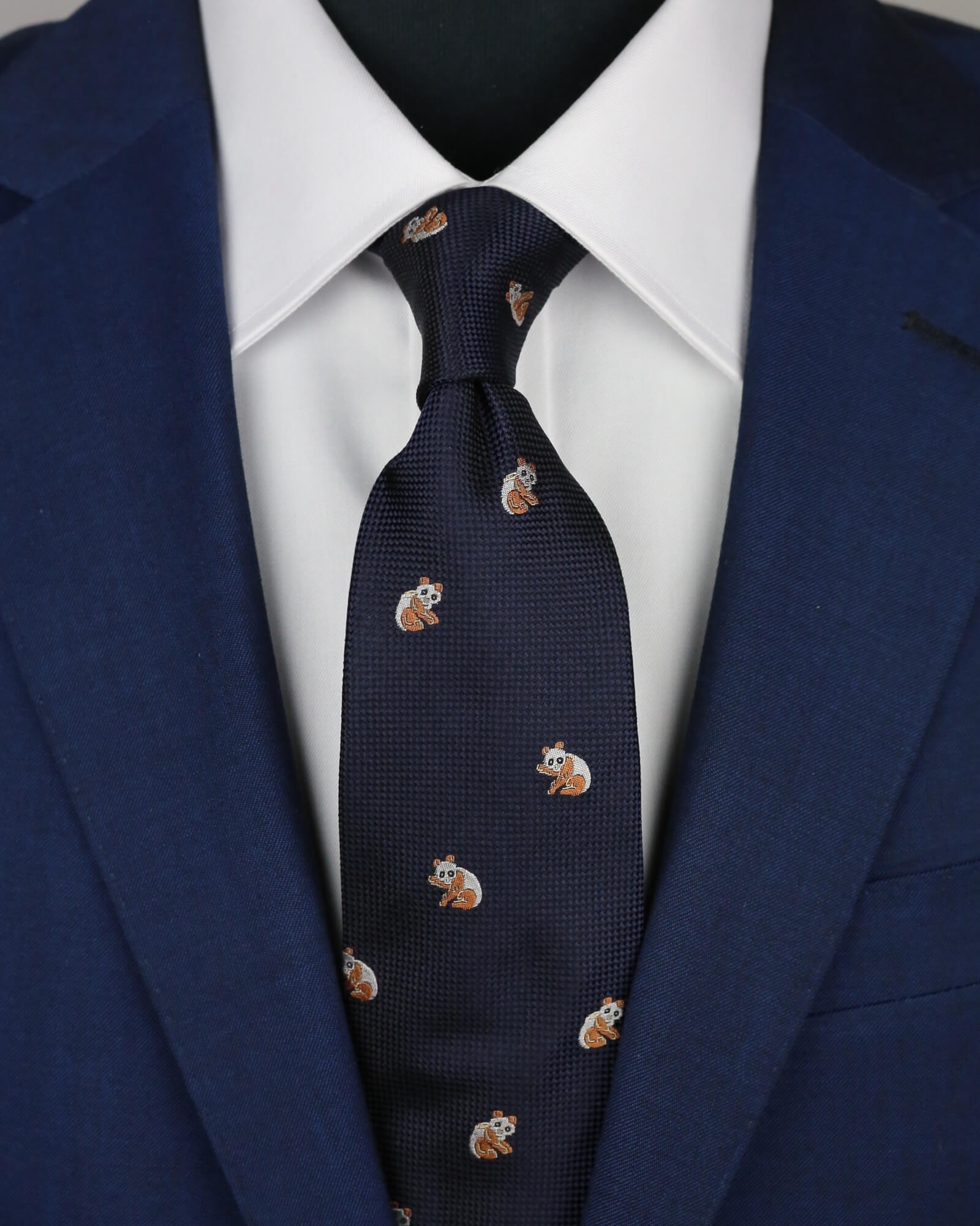 DÉCLIC Panda Themed Navy Blue Necktie for Men - Perfect for Business, Casual, and Gift Occasions