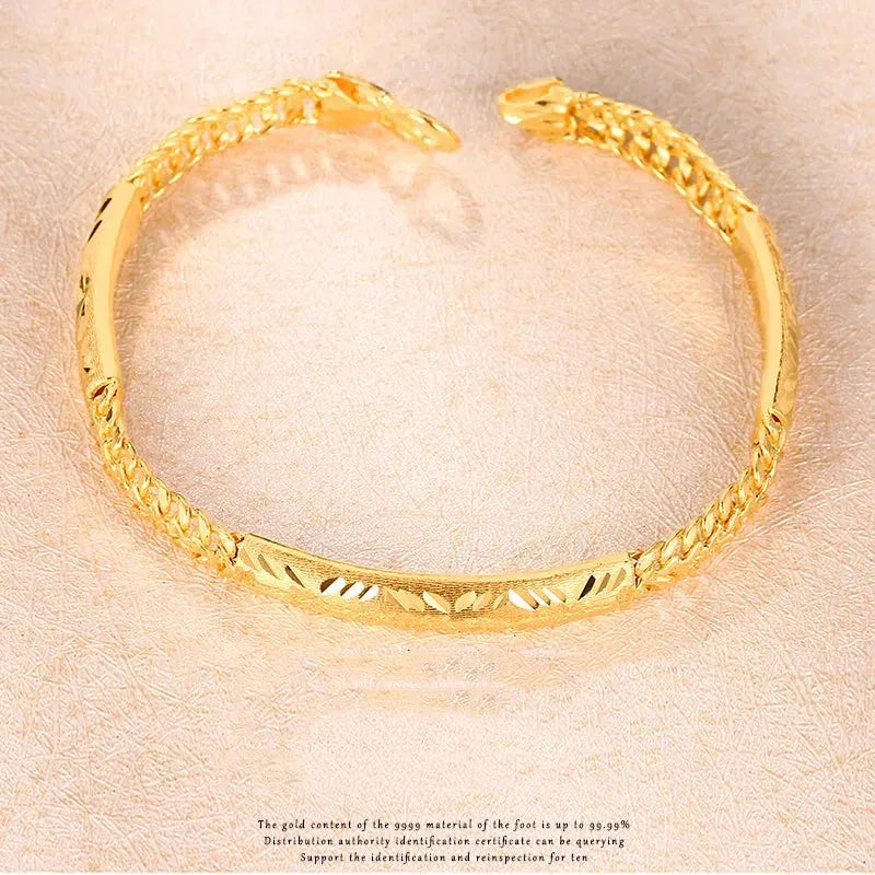24K Pure Gold Bracelet for Women - 999 Solid Real Gold Bangle, Elegant & Romantic Classic Jewelry Gift for Anniversary, Valentine's Day & Special Occasions