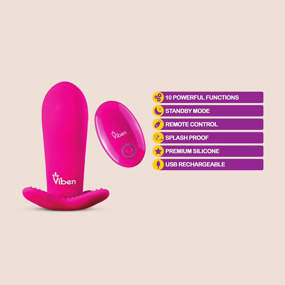 Viben Intrigue Butterfly Rocker with Pleasure Nubs - Remote Controlled Panty Vibrator for Couples & Solo Play | Hands-Free Clitoral Stimulation | Discreet & Powerful Wearable Vibrator for Date Nights & Spicy Adventures
