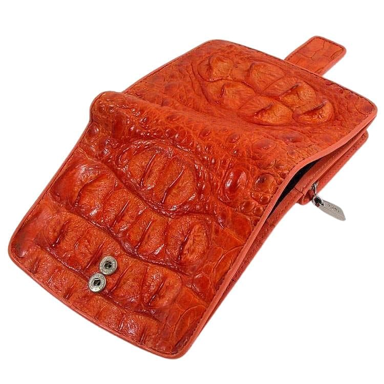 Luxury Orange Crocodile Leather Women's Wallet - Genuine Exotic Skin Credit Card Holder & Cash Pouch - Perfect for Everyday Use, Gift Giving & Special Occasions