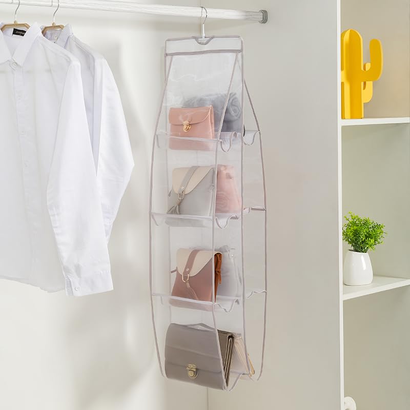 AARAINBOW Hanging Handbag Organizer for Closet - 8 Pocket Purse Holder, Space Saving Wardrobe Storage for Women (46
