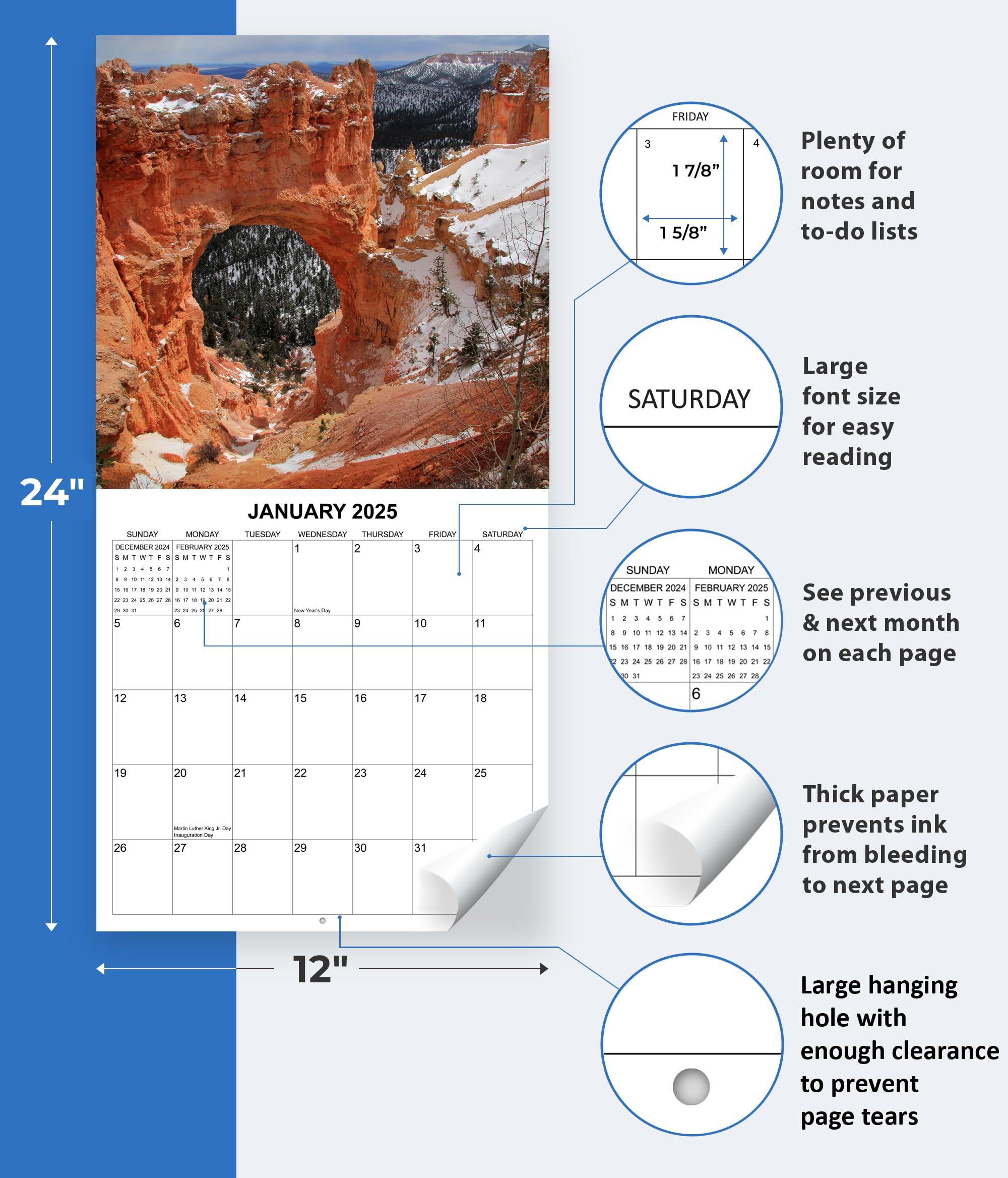 2025 Utah National Parks Monthly Wall Calendar - 12