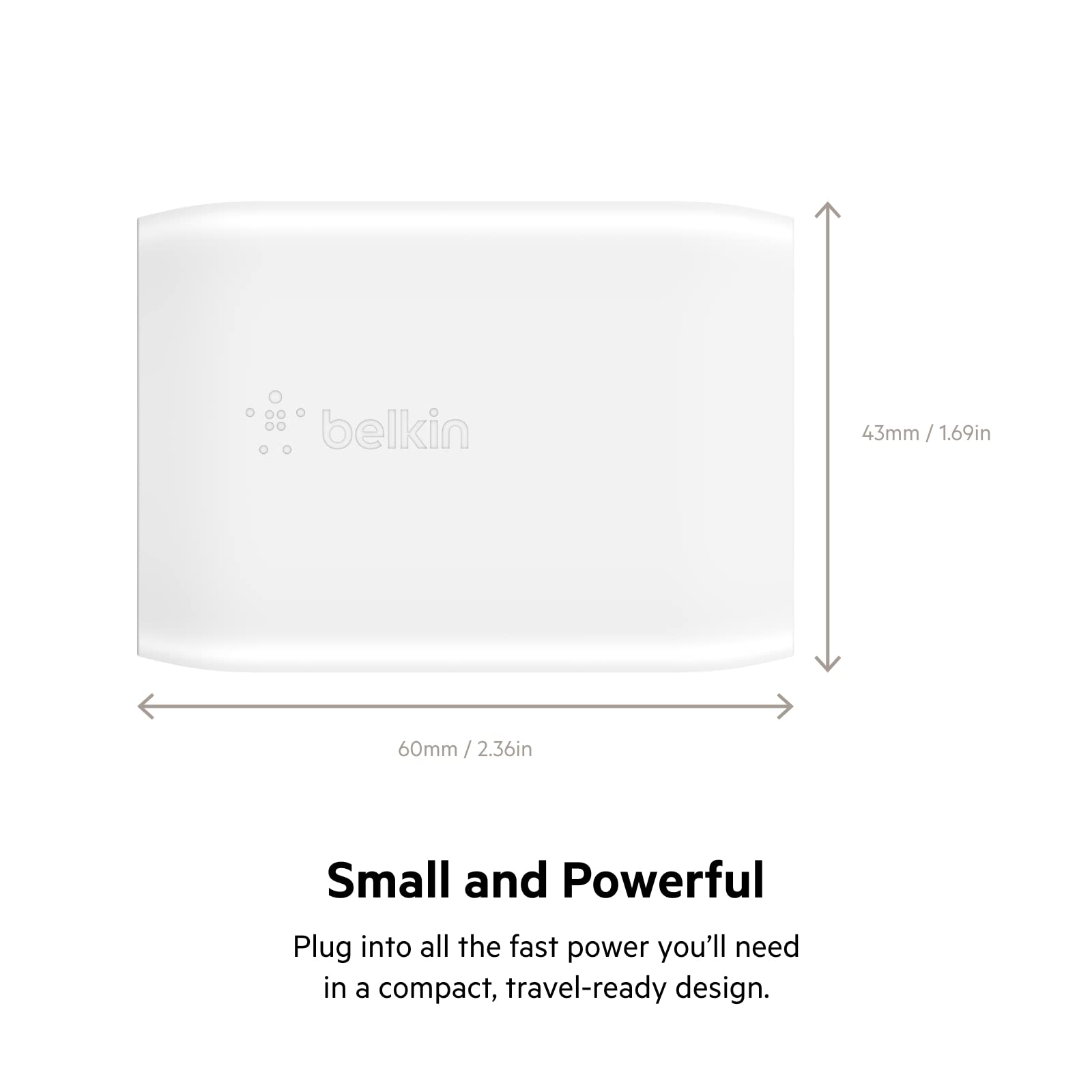 Belkin 30W USB-C Wall Charger Fast Charging Block - Compatible with iPhone 16/15/14 Series, Galaxy S25, iPad, AirPods & More - Compact PD Charger Adapter for Home, Office & Travel - 1-Pack