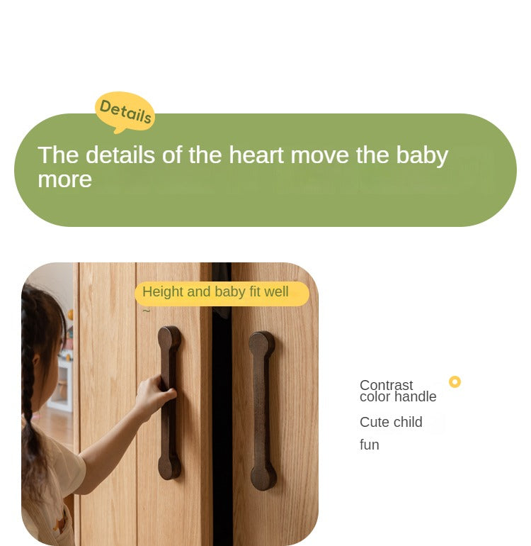 Premium Oak Solid Wood Kids Wardrobe - Multi-Functional Storage Organizer for Clothes, Toys & Books - Perfect for Bedroom, Nursery & Playroom Organization