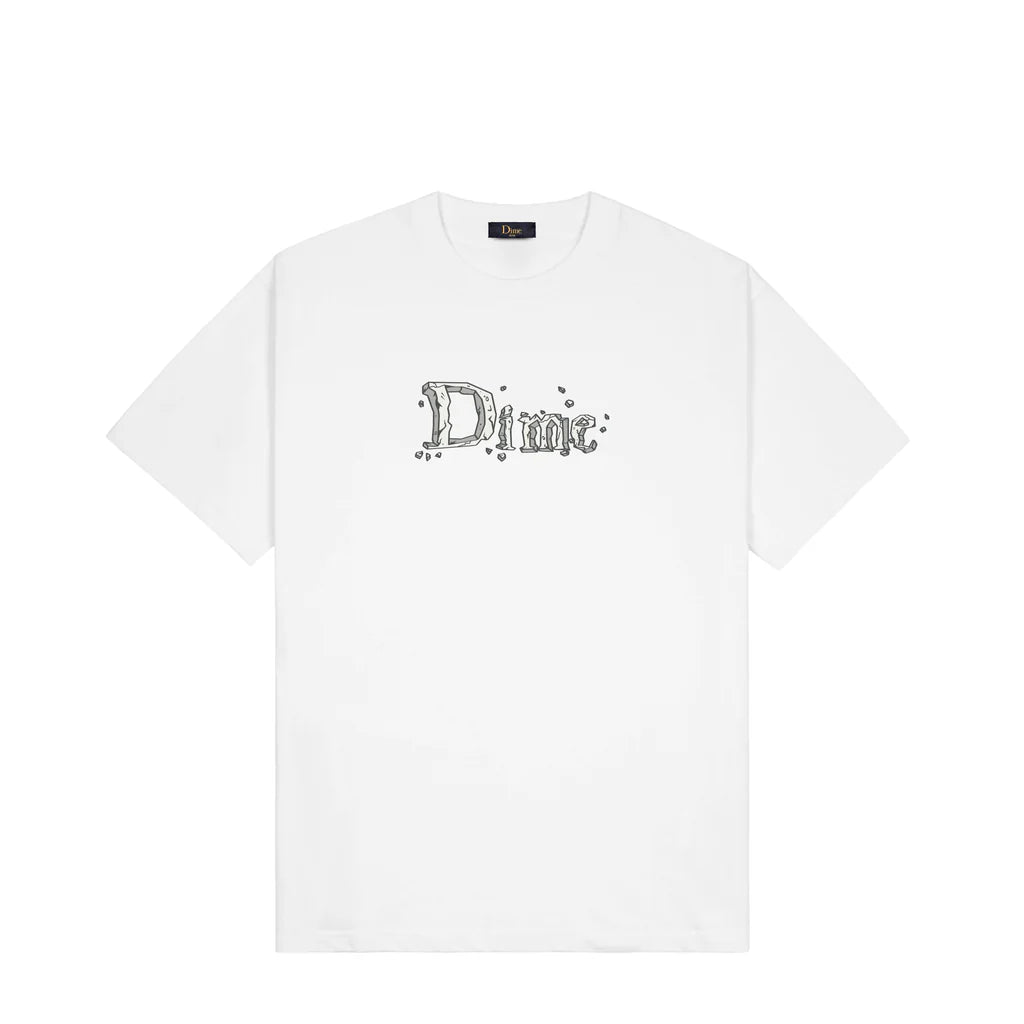 Dime Classic Stone T-Shirt for Men - Soft Cotton Crewneck Tee in White | Casual Streetwear & Everyday Comfort