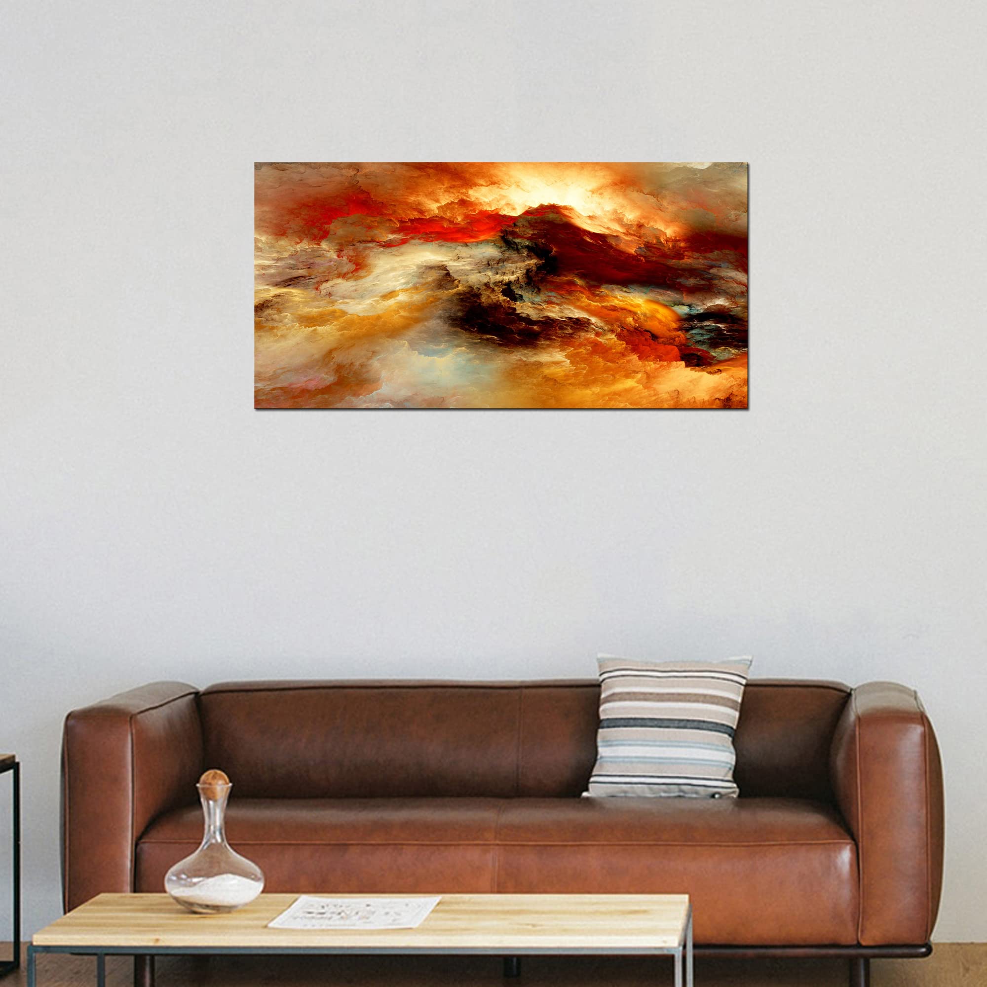 Abstract Orange Flow Canvas Wall Art - Framed Ready to Hang Painting for Living Room, Bedroom, Kitchen & Office Decor | Modern Home Wall Decor for Contemporary Spaces