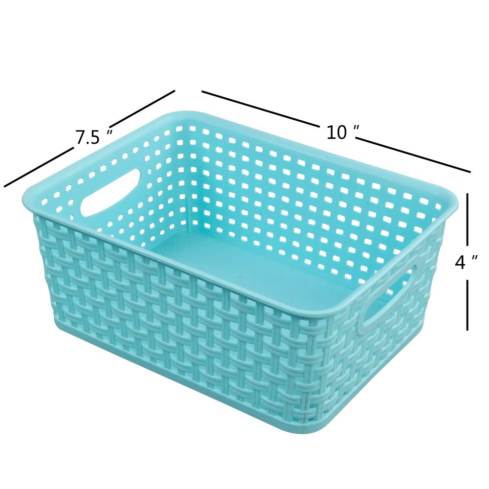 Vababa 6-Pack Plastic Storage Baskets & Bins - Organize Closet, Bathroom, Kitchen & Office Supplies - Durable Stackable Home Organization Containers