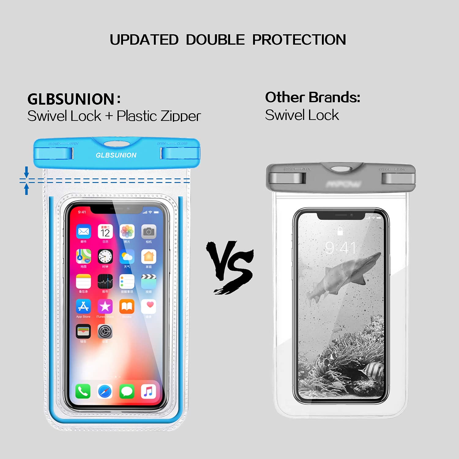 **Universal 2-Pack Waterproof Phone Case with Lanyard – Dry Bag Pouch for iPhone 15/14/13/12 Pro/XS Max/Plus/SE & Galaxy S24/LG (Up to 7.5