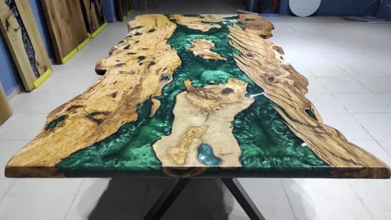 Custom Epoxy Resin Dining Table for 2-8 People - Handmade Wood & River Design Coffee Table - 36