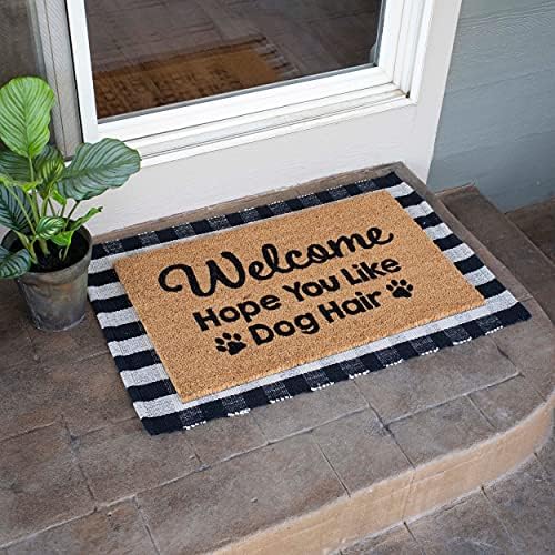 BIRDROCK HOME 18x30 Layered Welcome Mat - Non-Slip Vinyl Backed Outdoor Doormat for Front Door Entryway - Natural Fade Design - Dog Hair Friendly - Perfect for Porch, Patio & Mudroom Use