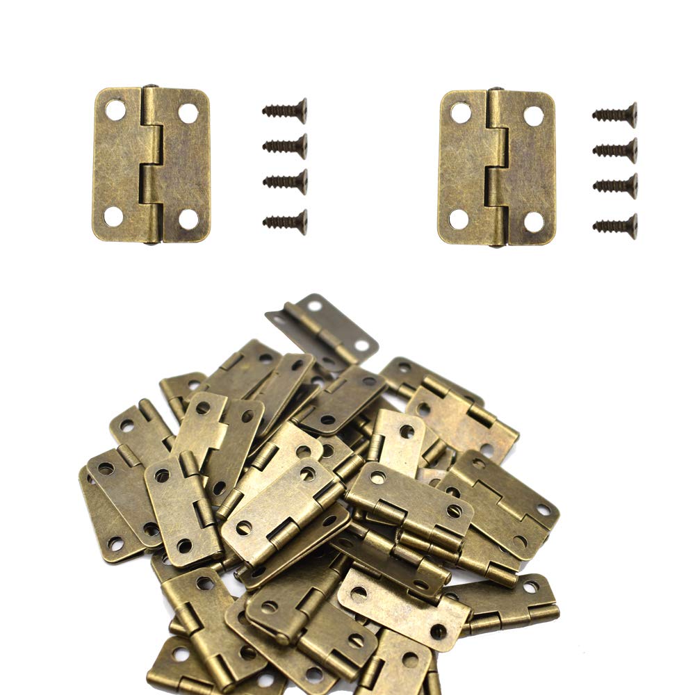 50 Pcs Mini Hinges for Cabinet Drawer - Small Brass Butt Hinges for DIY Furniture, Wooden Box, Jewelry Chest & Home Improvement Projects - Perfect for Crafting, Repairing & DIY Woodworking