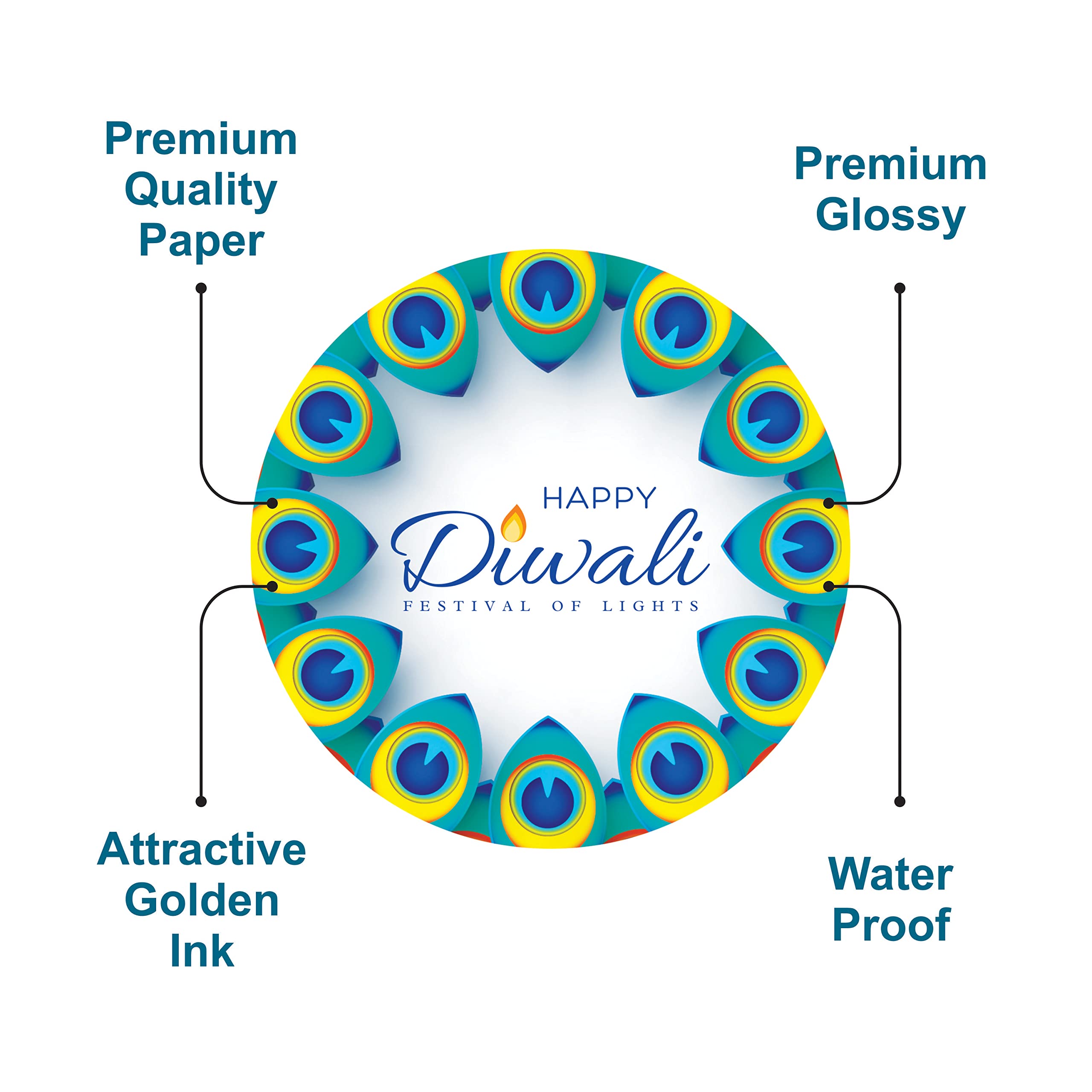 Happy Diwali Round Stickers 1.5 Inch - 100pc Pack for Party Decorations, Gift Wrapping, Candy Jars, Bottles & Diwali Celebration Supplies - Perfect for Festive Gifts, Bags, Boxes and Home Decor