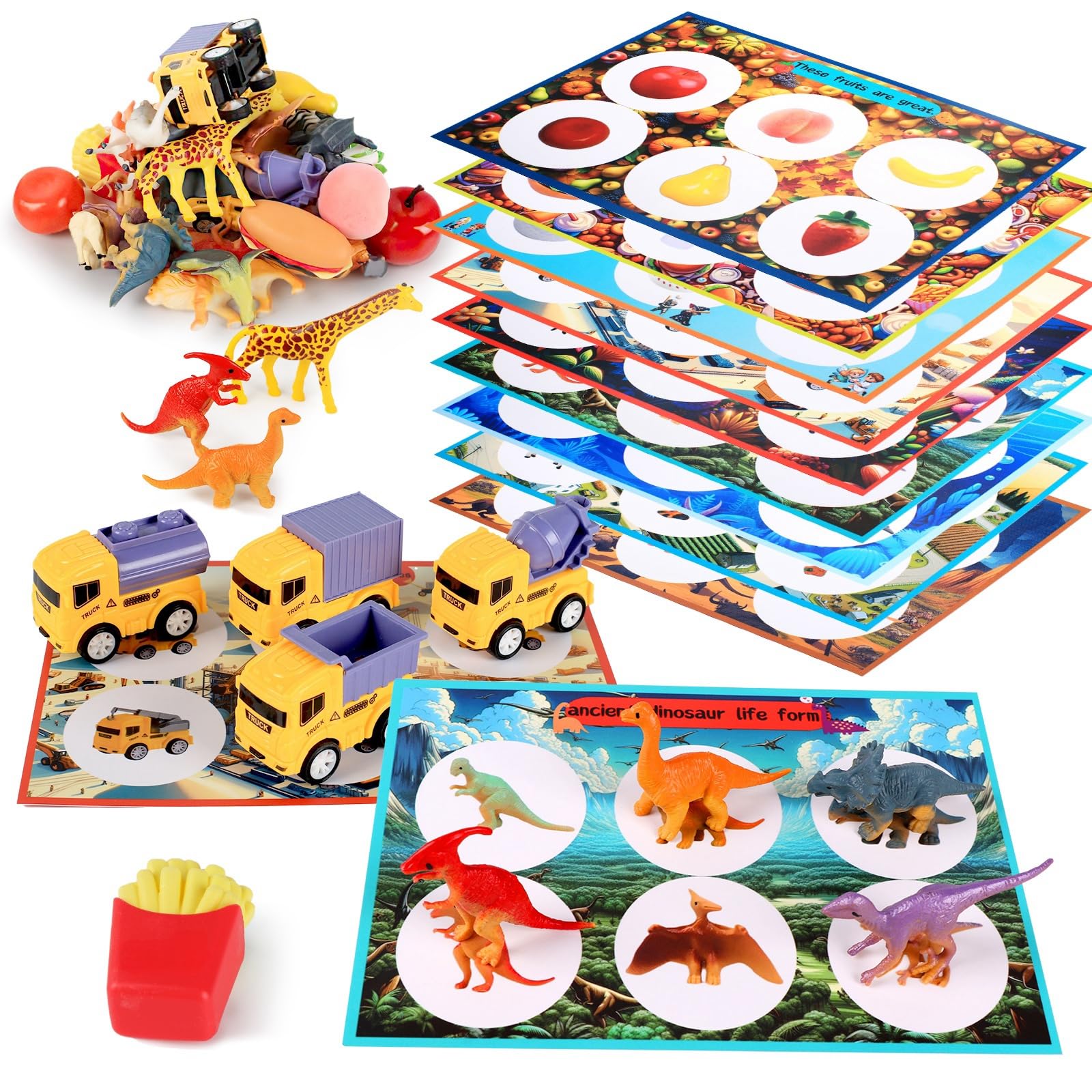 Montessori Sorting Toys for Toddlers - Fruits, Dinosaurs, Animals, Insects, Balls & More - Sensory Learning Toys for 3 Year Old Boys & Girls - Preschool Matching Playsets for Early Education | Perfect for Home, Classroom & Daycare Activities