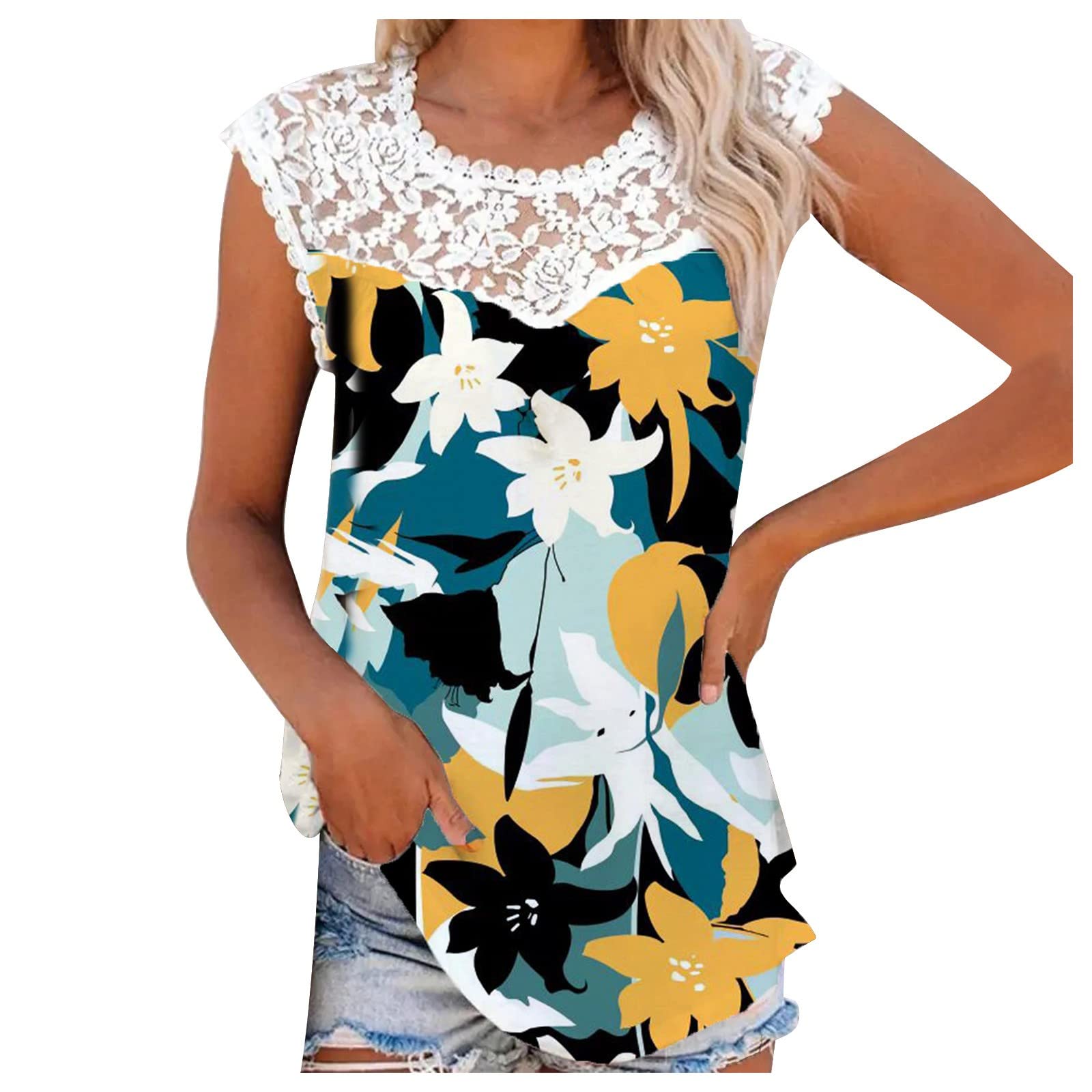 Plus Size White Tank Tops for Women - Casual Sleeveless Blouse for Summer Outings