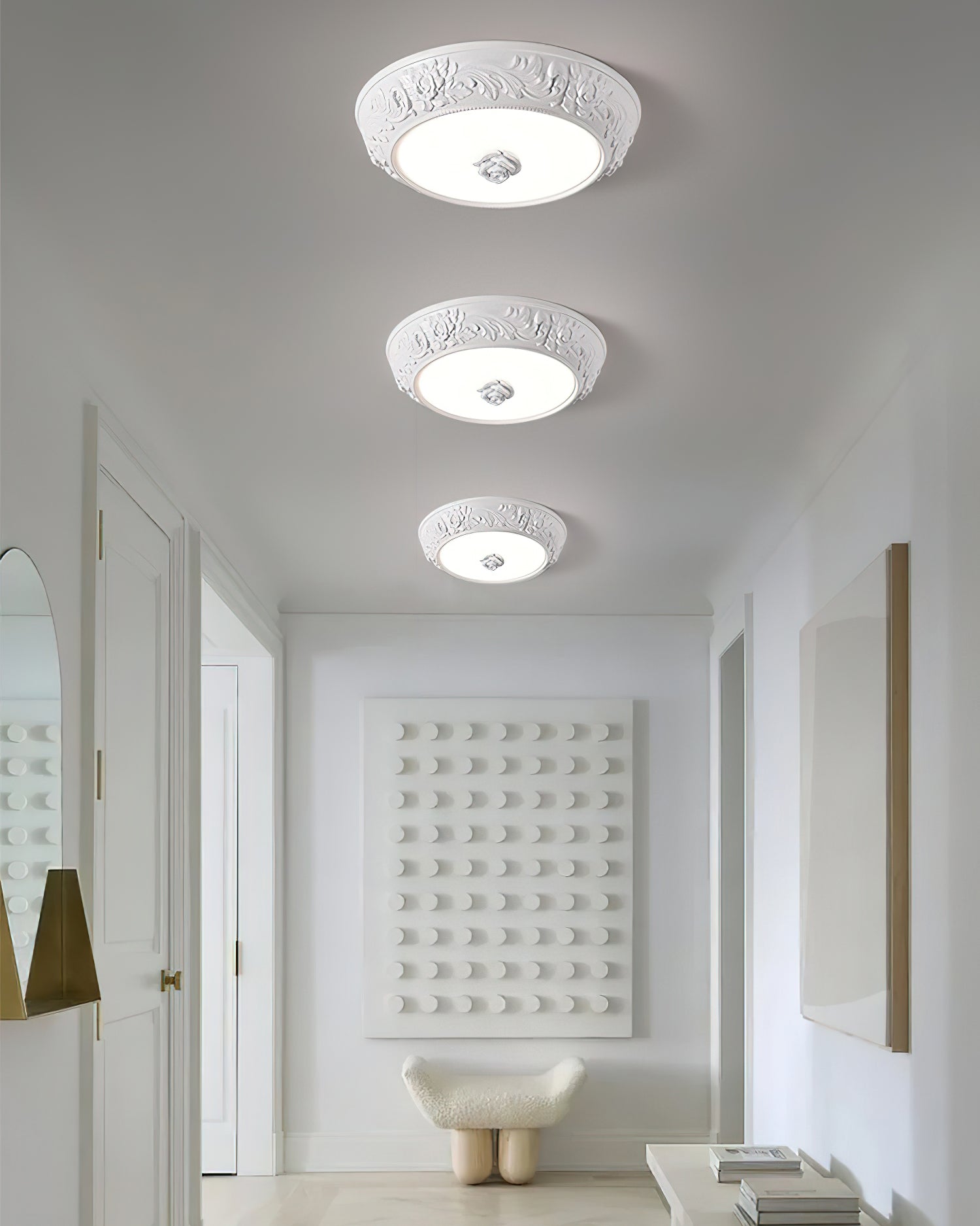 Modern Embossed Resin Ceiling Light Fixture - Elegant Home & Office Lighting for Living Room, Bedroom, Dining Area | Energy Efficient & Stylish Design