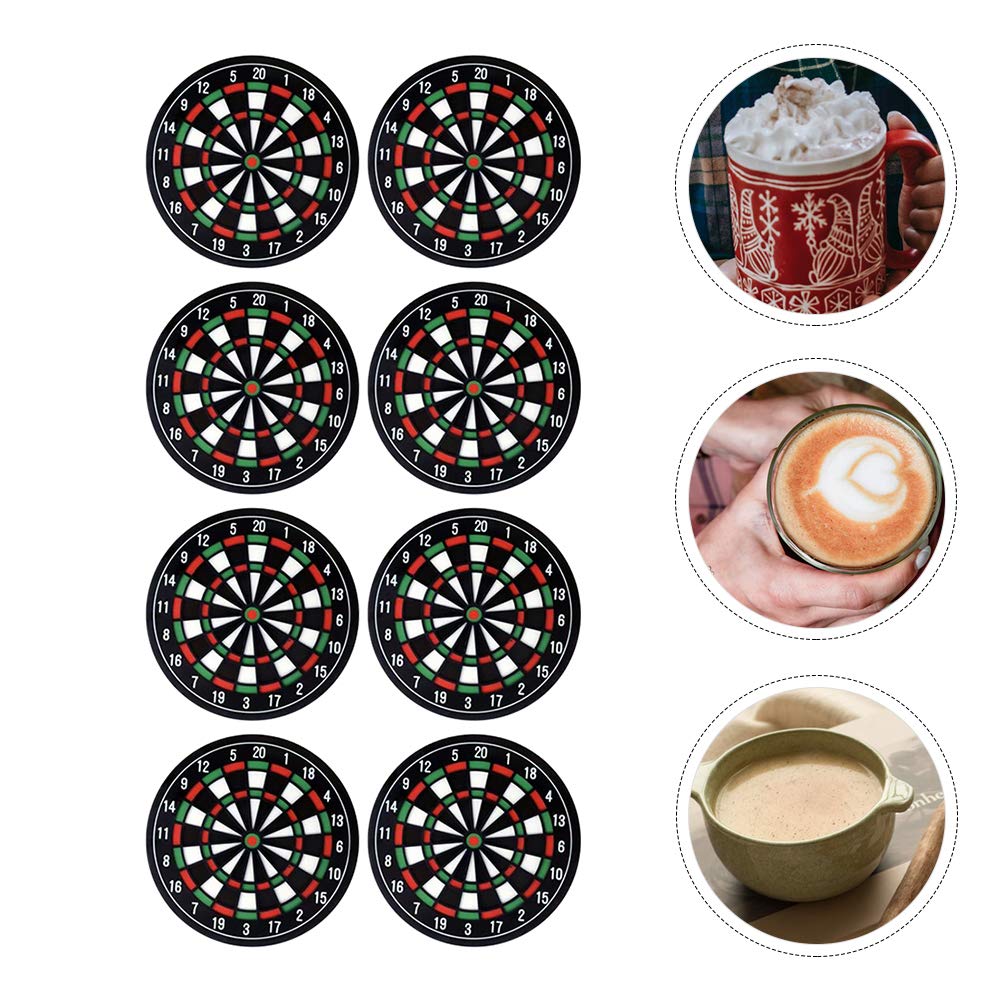 FOMIYES 8-Piece Heat-Resistant Coaster Set - Round Teacup Mats & Dartboard Cup Mats for Coffee, Tea, and Hot Beverages - Perfect for Home, Office, and Party Use