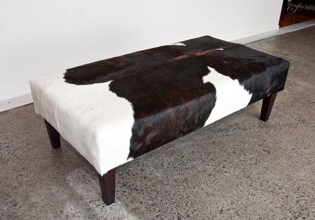 Premium Cowhide Ottoman with Sturdy Wooden Legs - 51
