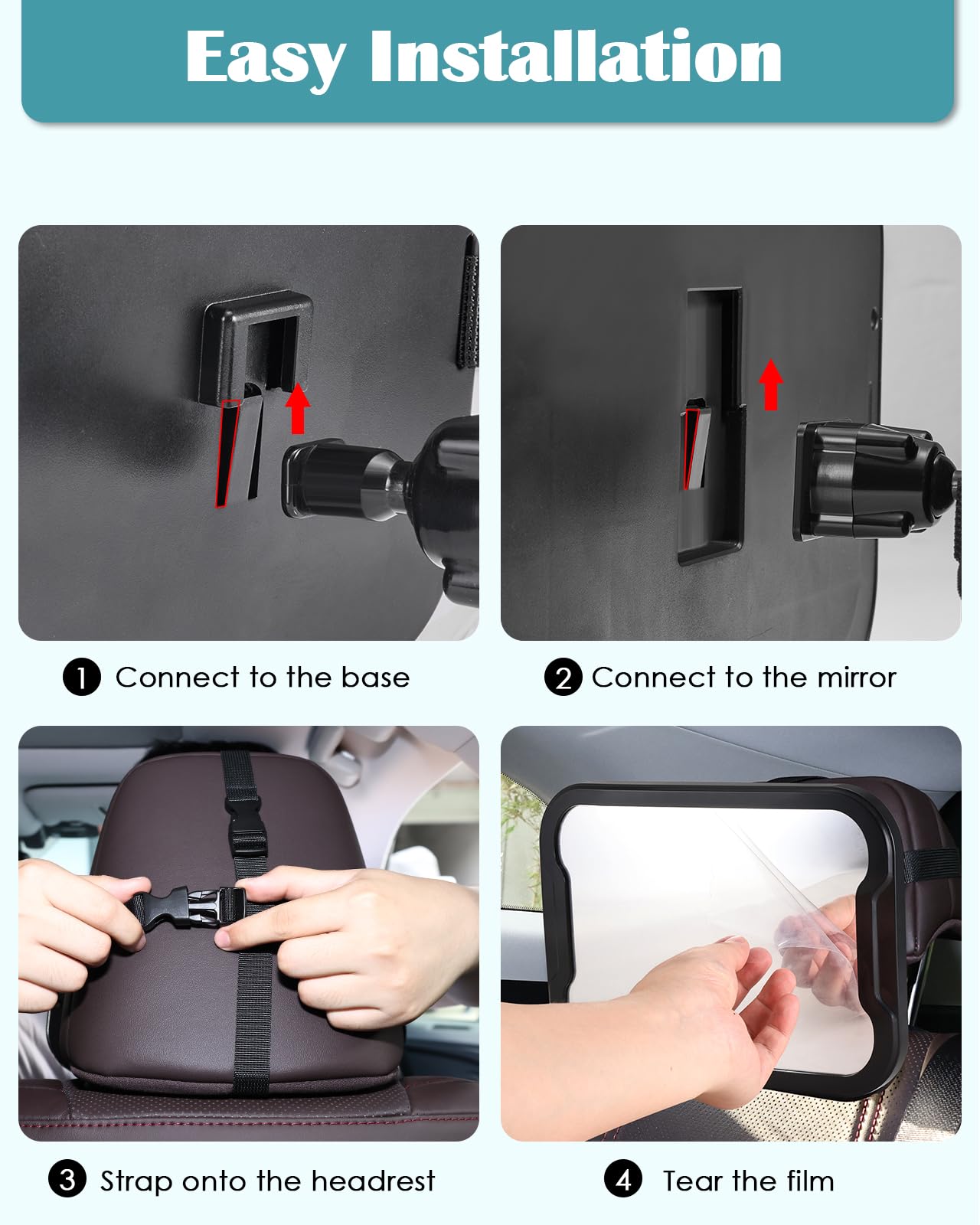 Zacro Shatter-Proof Acrylic Baby Car Mirror - 360° Adjustable Rear Facing Car Seat Mirror for Safe Baby Monitoring | Perfect for Road Trips & Daily Commutes with Infants