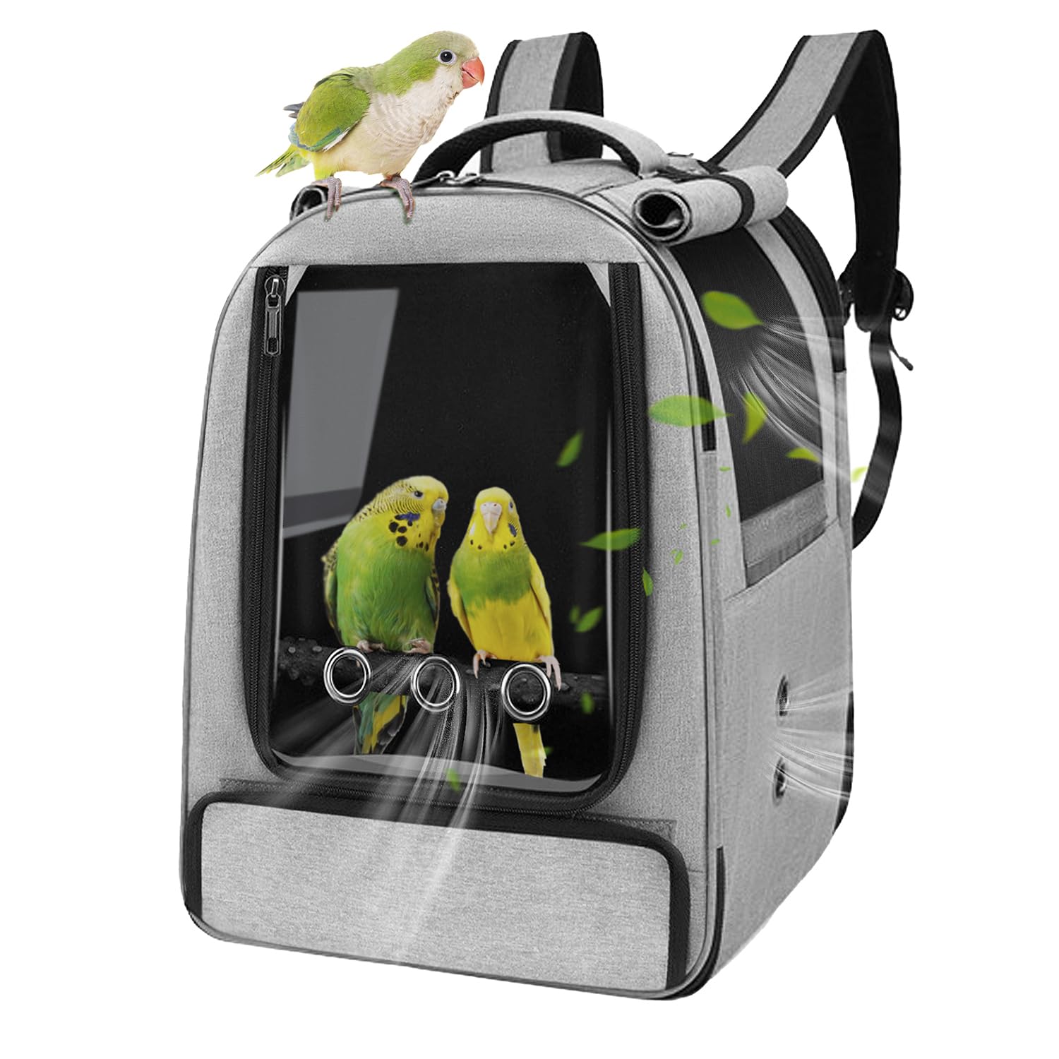 Bird Travel Backpack Carrier with Tray, Perch & Feeding Tank - Portable Waterproof Bird Cage for Parakeets, Cockatiels, Lovebirds & Small Birds - Perfect for Outdoor Adventures, Vet Visits & Daily Travel