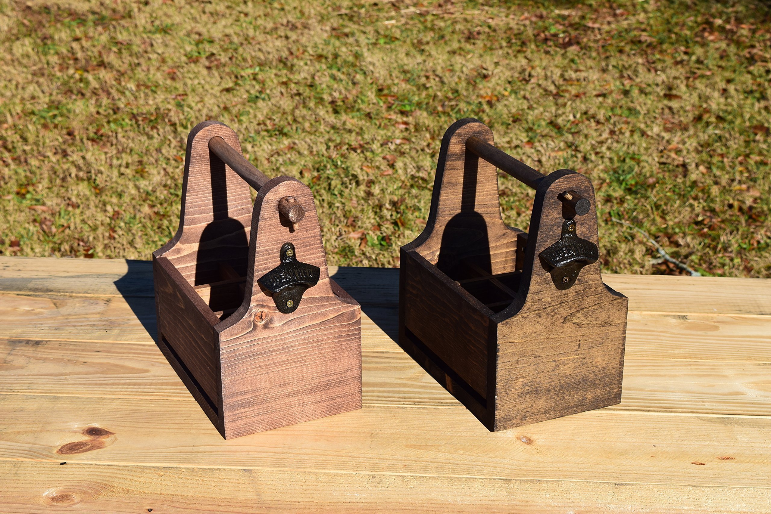 Rustic Wooden Beer Tote - Handcrafted 6-Bottle Beer Carrier with Handle - Perfect for Picnics, Camping & Outdoor Parties