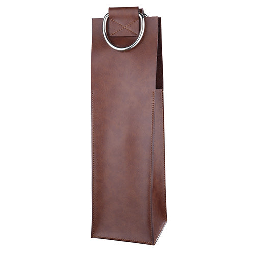 Stylish Faux Leather Wine Bottle Tote Bag - Elegant Single Bottle Carrier for Women, Perfect for Picnics, Parties & Gifts | Water-Resistant & Durable