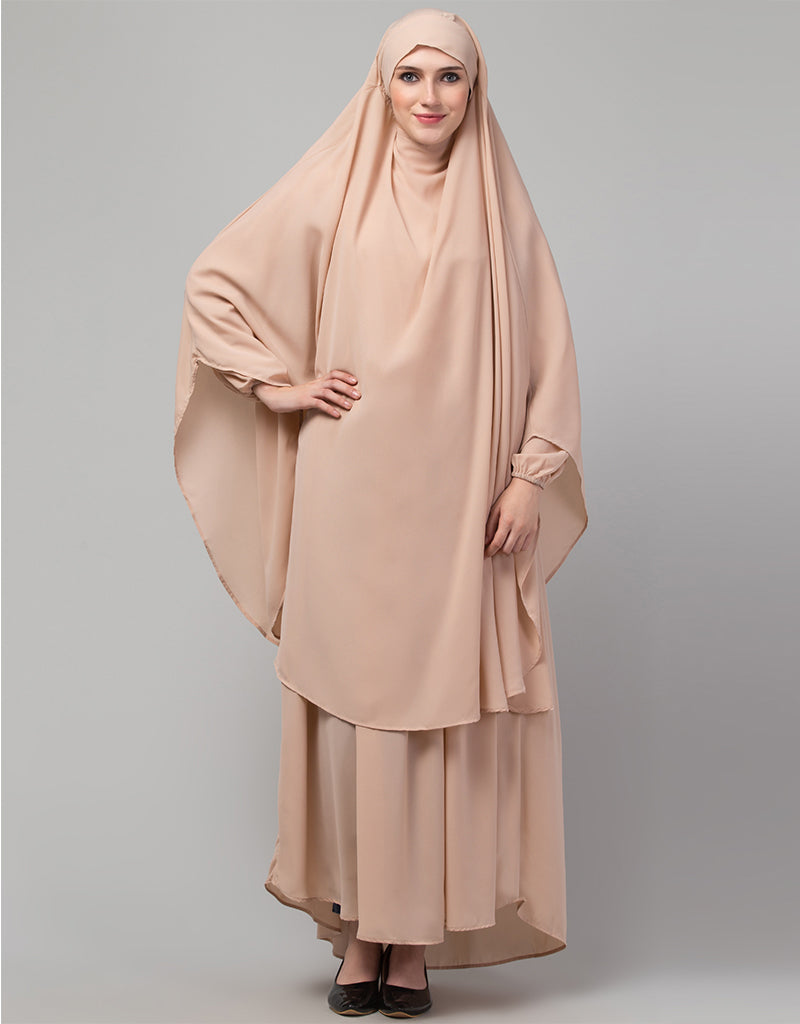 3-Piece Arabic Abaya Set with Khimar & Nose Piece - Modest Islamic Prayer Dress for Women - Perfect for Eid, Mosque & Special Occasions