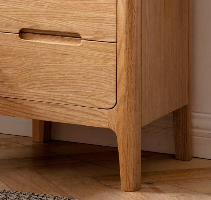 Solid Oak Wood Nightstand - Sturdy Bedside Table with Drawer for Bedroom, Living Room, or Guest Room - Perfect for Storage and Decor