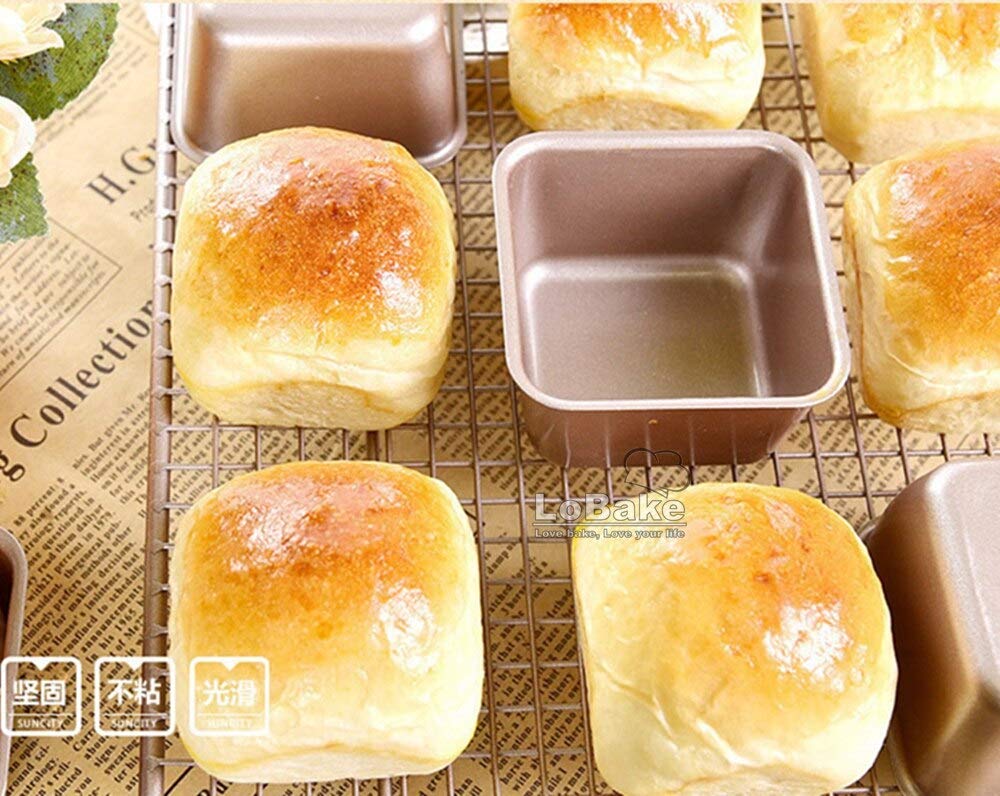 6-Piece Mini Square Nonstick Carbon Steel Cake Molds - Golden Baking Pans for Loaf, Cheese, Tart & Jelly - Perfect for DIY Baking, Home Kitchens & Professional Bakeries