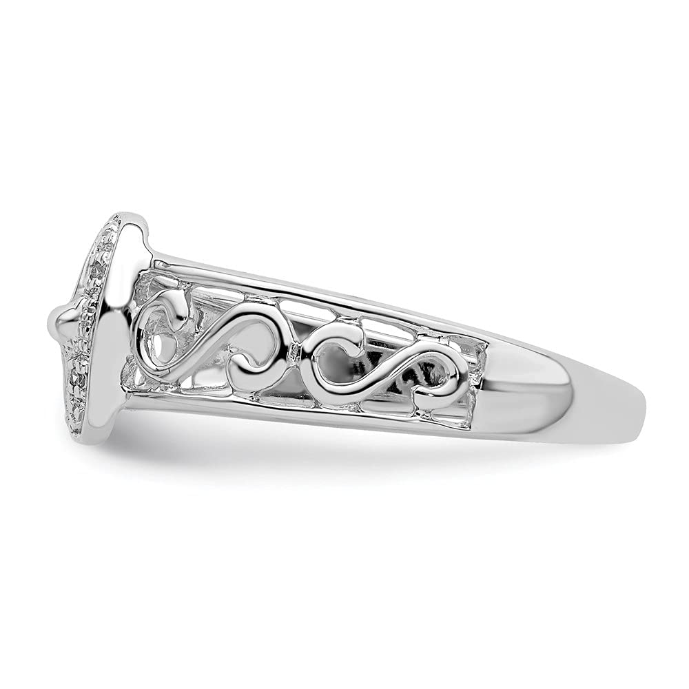 0.01Ct Diamond Buckle Ring - Sterling Silver Rhodium Plated Jewelry for Women | Elegant Gift for Anniversary, Valentine's Day & Special Occasions