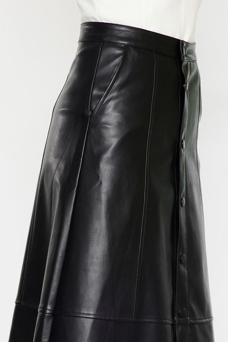 Wanda High Waist Faux Leather Long Skirt for Women - Elegant Stretchy Midi Pencil Skirt | Perfect for Office, Party & Date Night Outfits