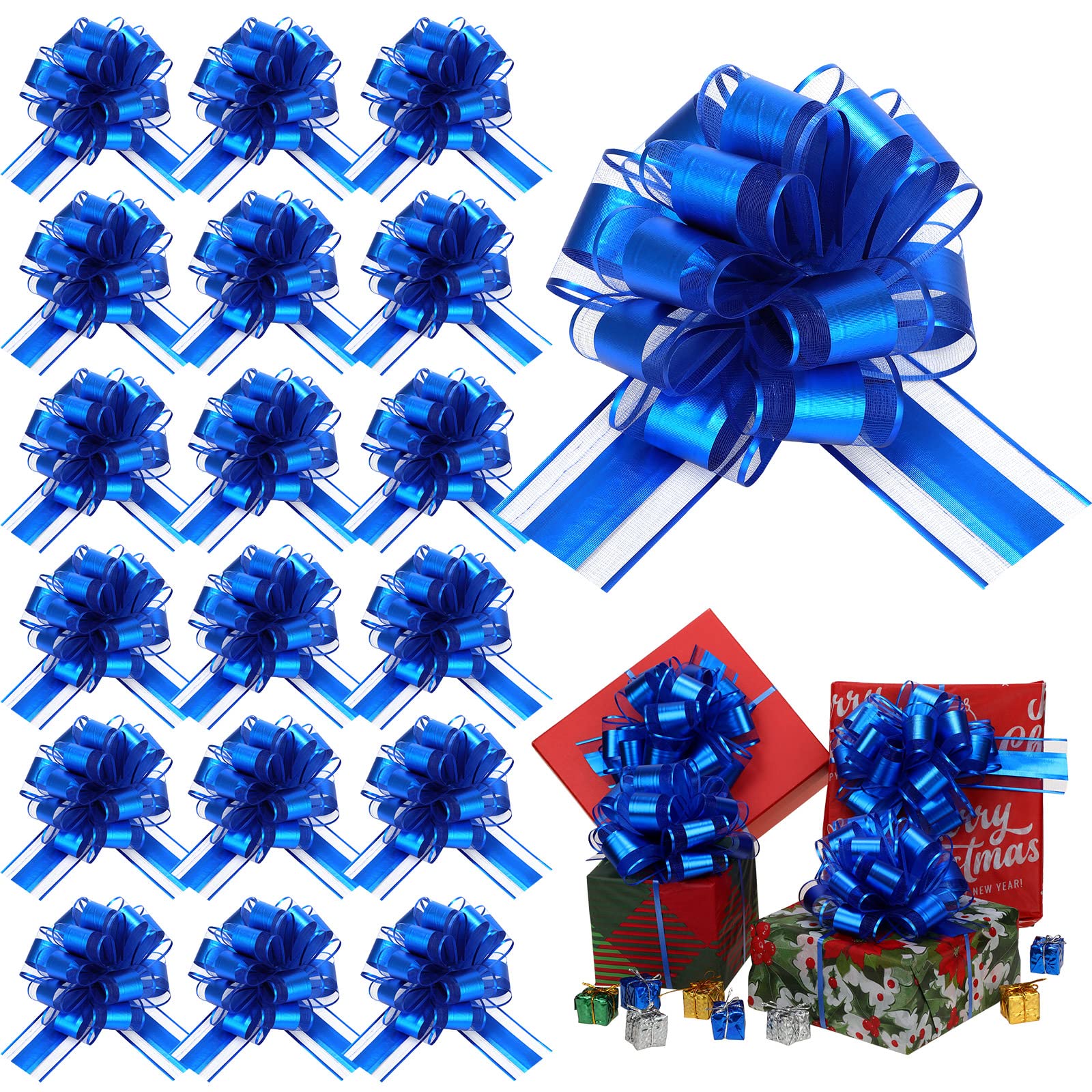 30 Pieces Large Pull Bows for Gift Wrapping - Premium Ribbon Pull Bows for Holiday Decorations, Gift Baskets, Present Wrapping (Dark Blue) - Perfect for Christmas, Birthdays, Weddings & Party Decor