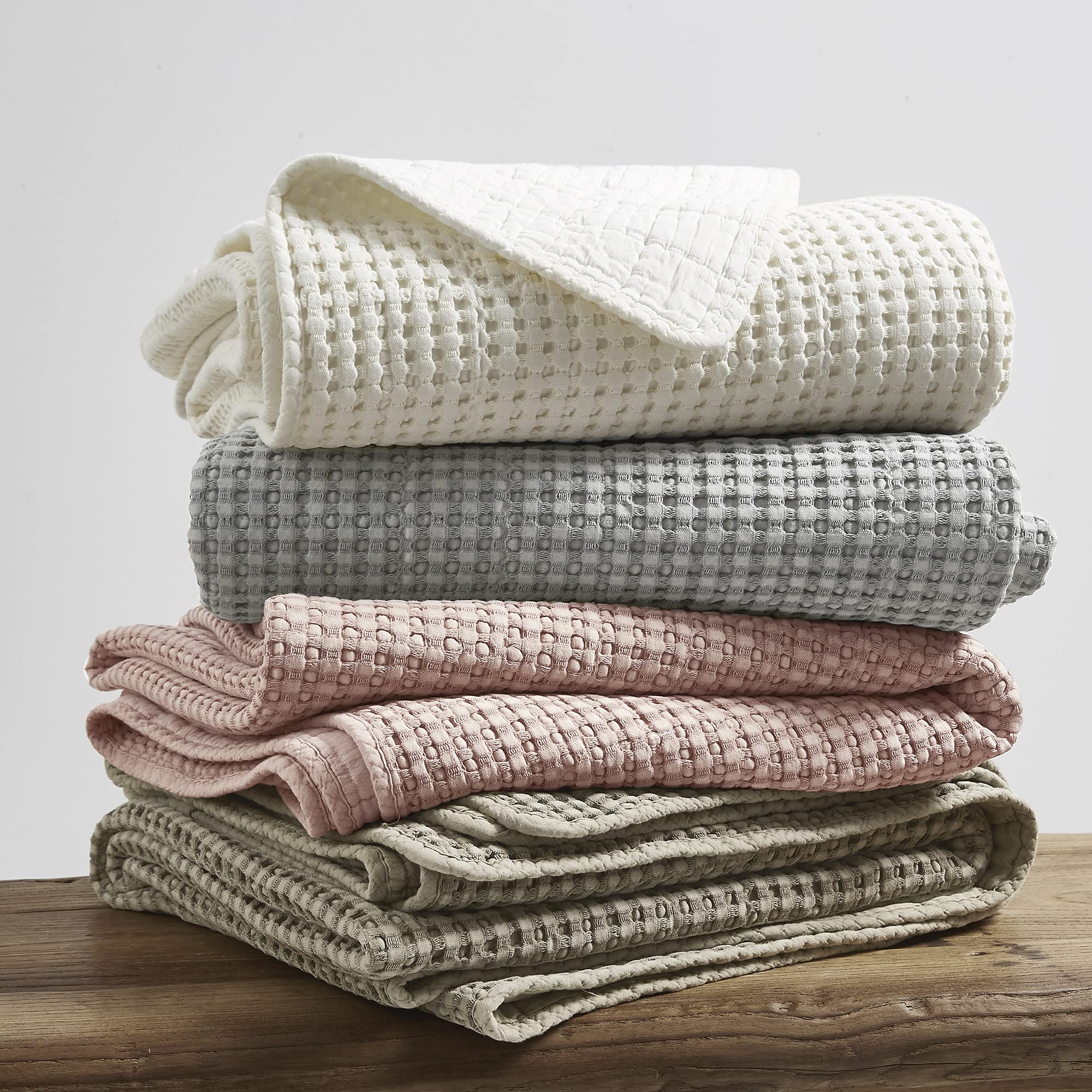 Levtex Home Mills Waffle Full/Queen Quilt Set - Grey Cotton Waffle Weave Bedding - 88 x 92 Inch Quilt with 26 x 20 Inch Shams - Soft Breathable Bedroom Decor for Cozy Comfort