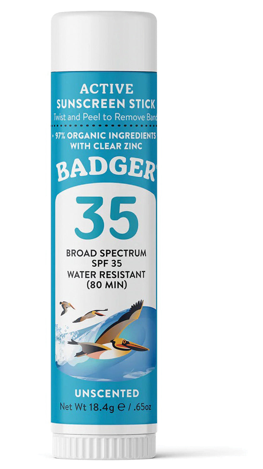 Badger SPF 35 Clear Sport Sunscreen Stick 0.65 oz - Water Resistant, Broad Spectrum UVA/UVB Protection - Perfect for Outdoor Activities, Swimming & Sports