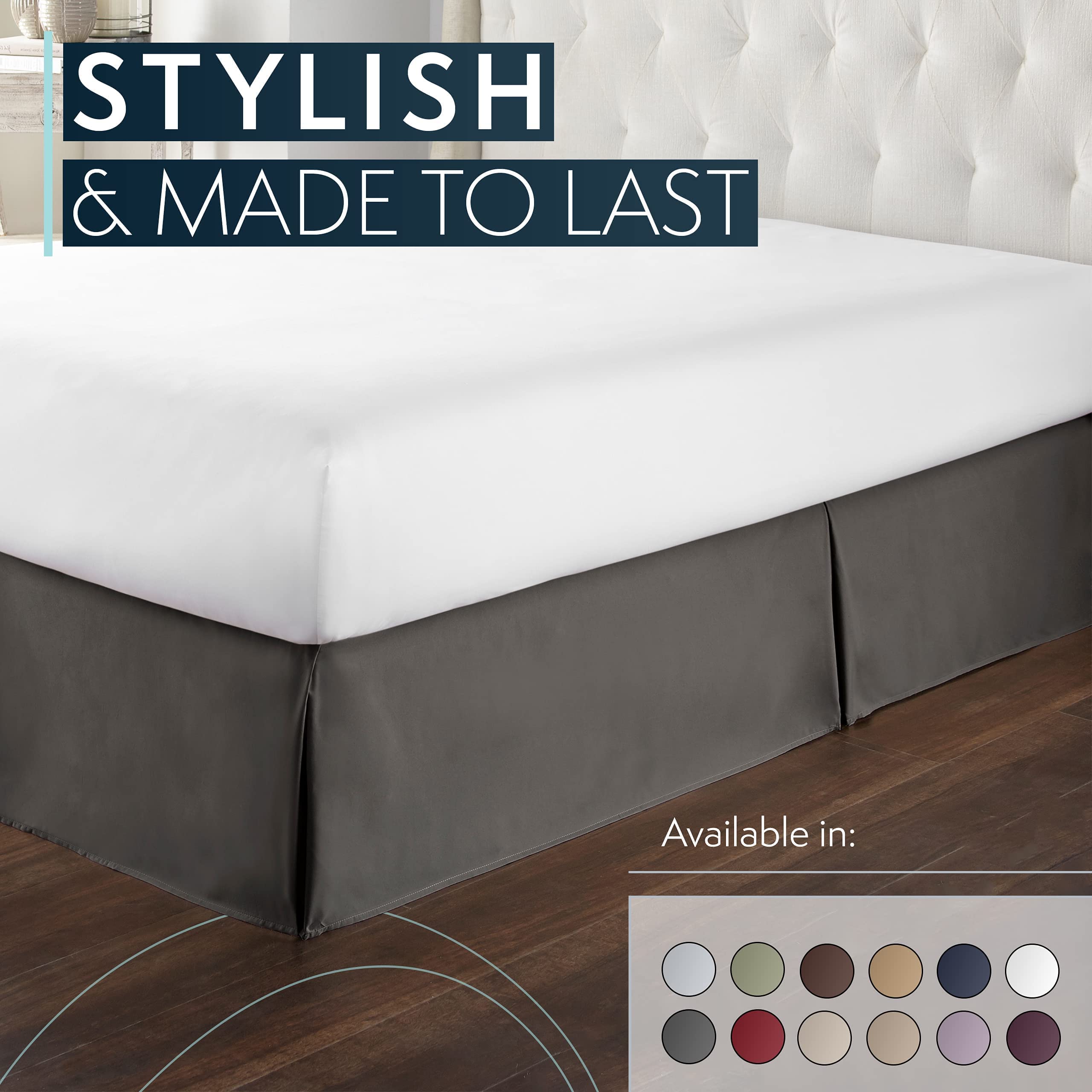 HC Collection Twin Bed Skirt - Soft Microfiber Box Spring Cover with 14 Inch Drop, Wrinkle & Fade Resistant, Gray | Perfect for Guest Rooms, Dorms & Bedroom Decor
