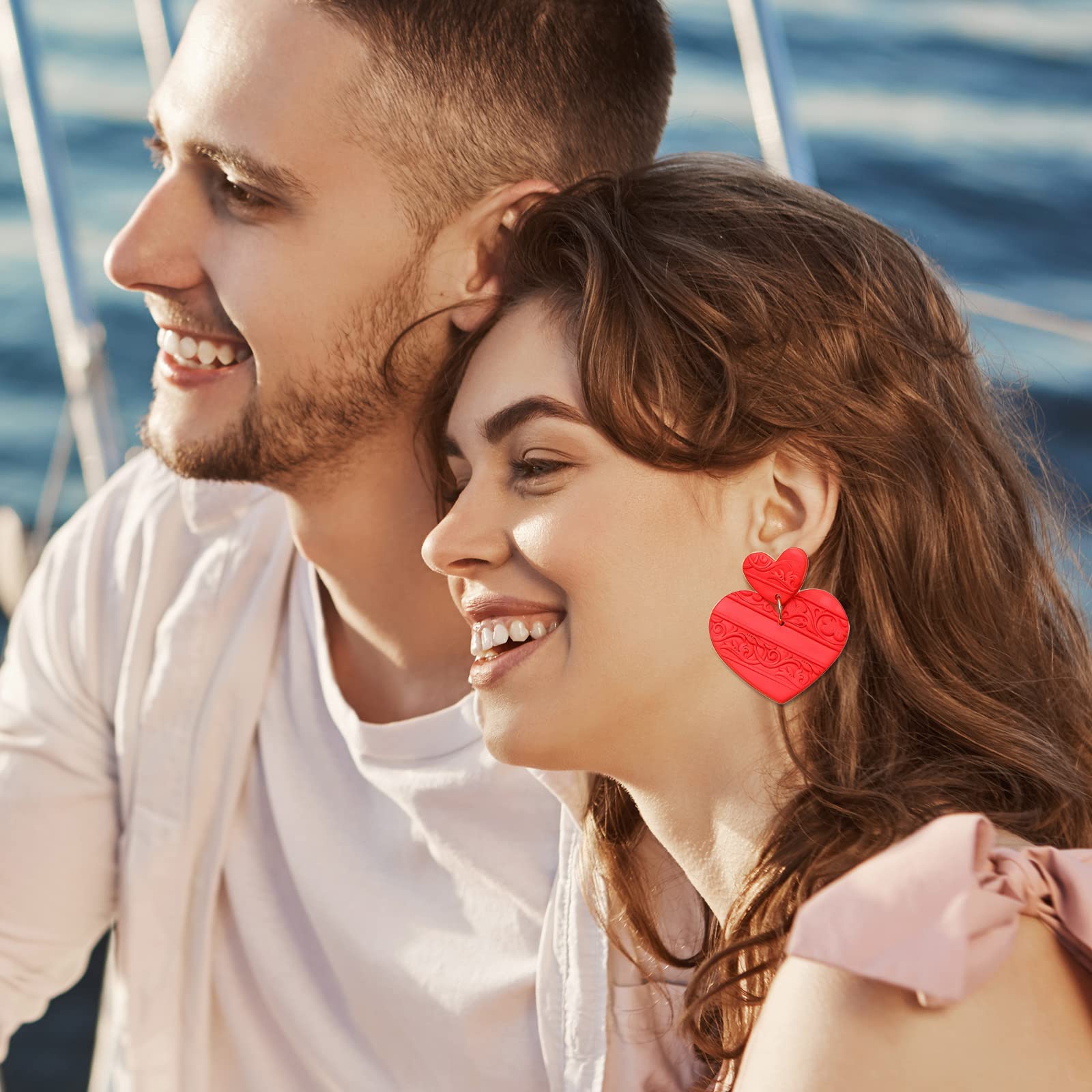 Valentine's Day Heart Earrings for Women - Pink Crystal Stud Earrings, Romantic Valentine Gifts for Her, Perfect for Date Night, Anniversary, Wedding, and Party Outfits