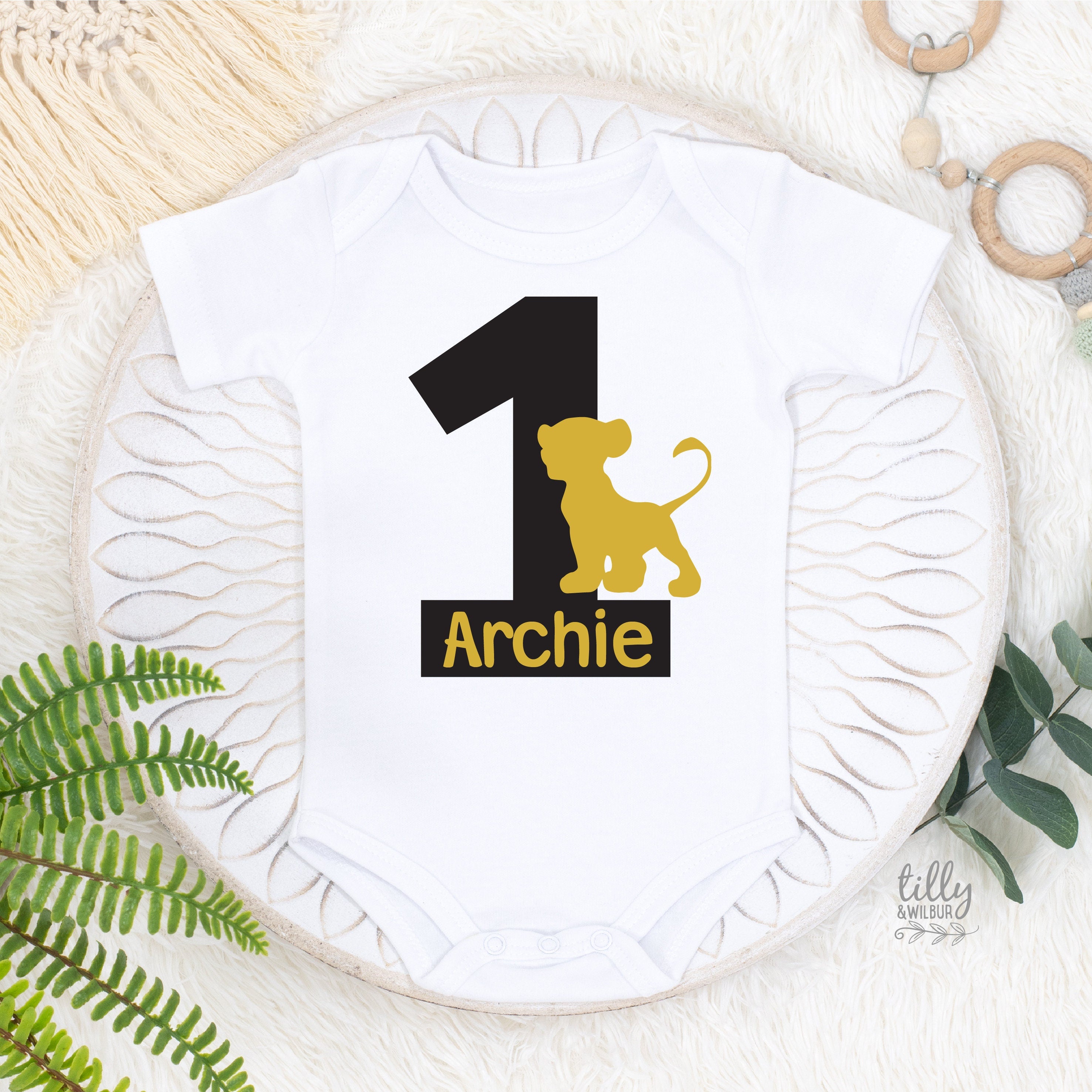 Lion King 1st Birthday Outfit - Baby Boy's Simba Costume Onesie for Birthday Party & Photo Shoots