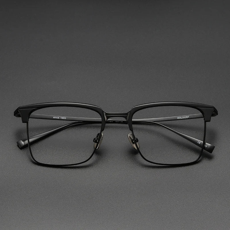 Unisex Black Titanium Square Eyeglasses Full Rim Glasses - Stylish & Durable for Work, Reading & Fashion