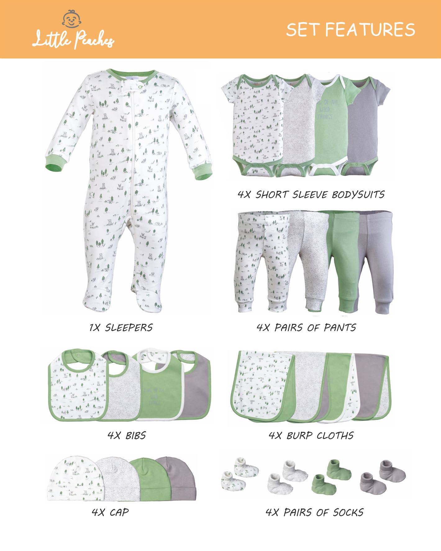 Newborn Baby Clothes Gift Set for Girls & Boys 0-3 Months - Soft Cotton Layette with Hat, Mittens & Socks | Perfect for Hospital, Photo Shoots & First Outfits
