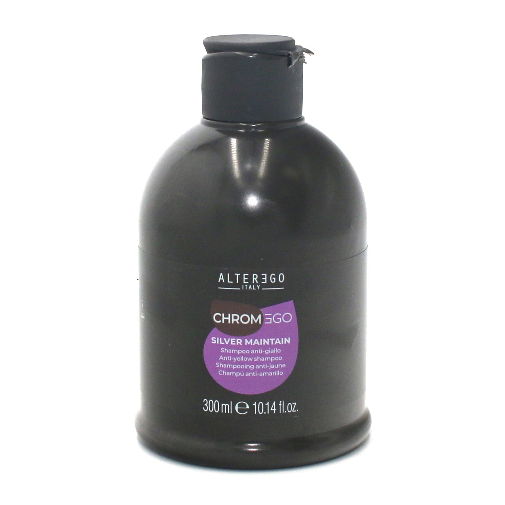 Alter Ego Chromego Silver Maintain Anti-Yellow Shampoo for Blonde & Gray Hair - 10.14 oz | Purple Shampoo for Color-Treated Hair | Neutralizes Brassiness & Enhances Shine | Salon-Quality Hair Care