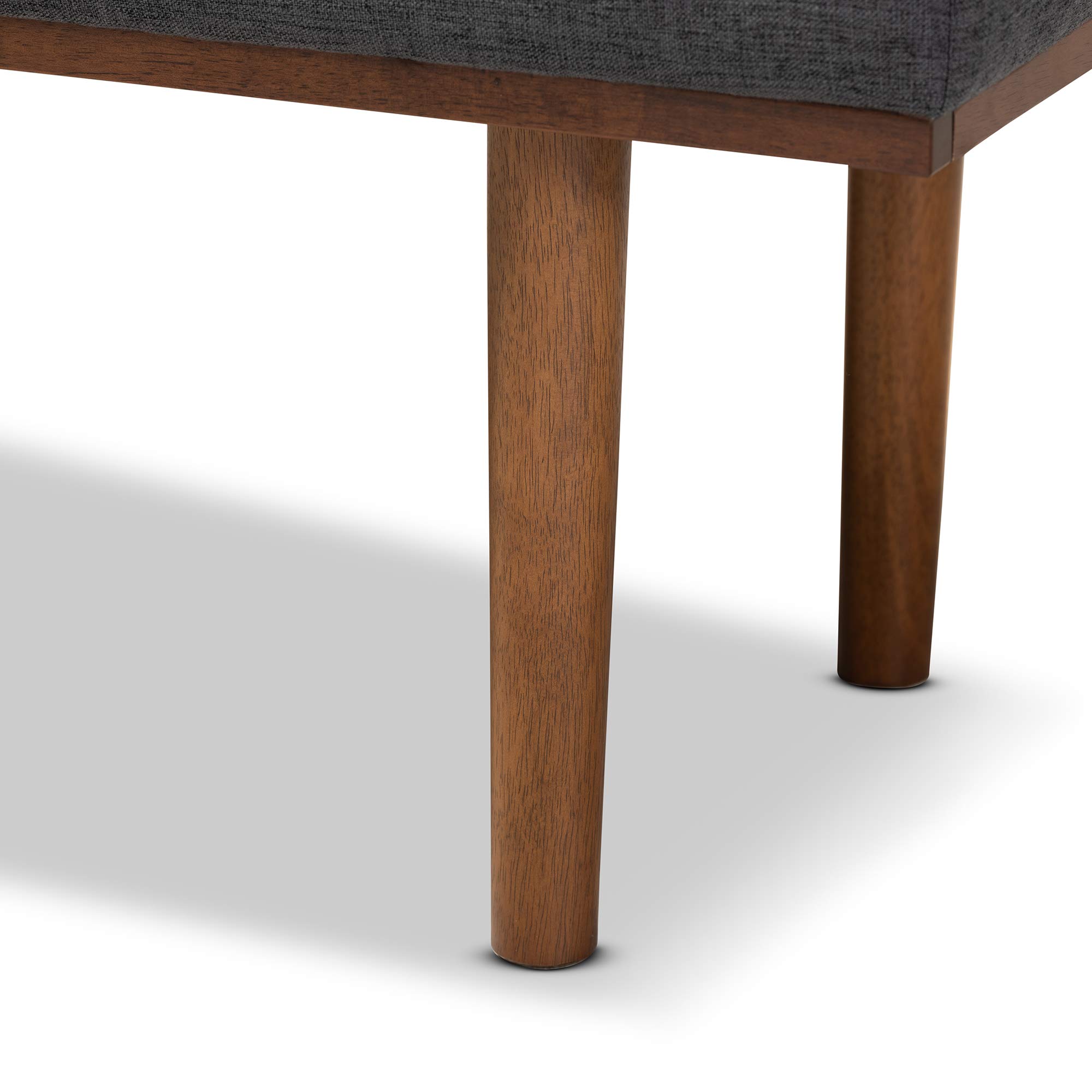 Baxton Studio Modern Wooden Bench with Dark Grey Upholstery & Walnut Legs - Perfect for Entryway, Living Room, or Bedroom Seating