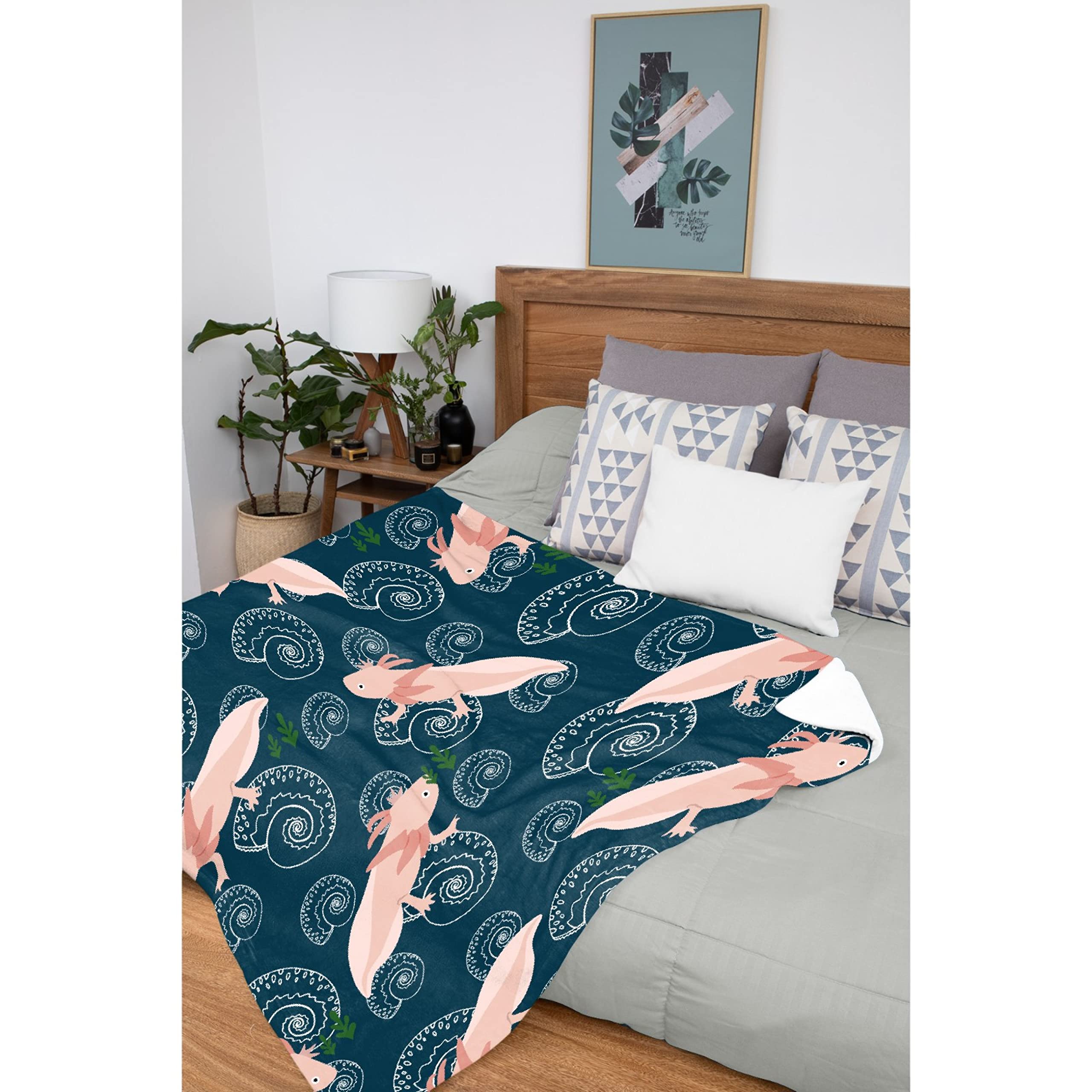 Super Soft Cute Axolotl Flannel Fleece Throw Blanket - Plush Lightweight Cozy Blanket for Couch, Sofa & Bed (120x90 inches) | Perfect Gift for Family & Friends | Great for Snuggling, Movie Nights & Home Decor