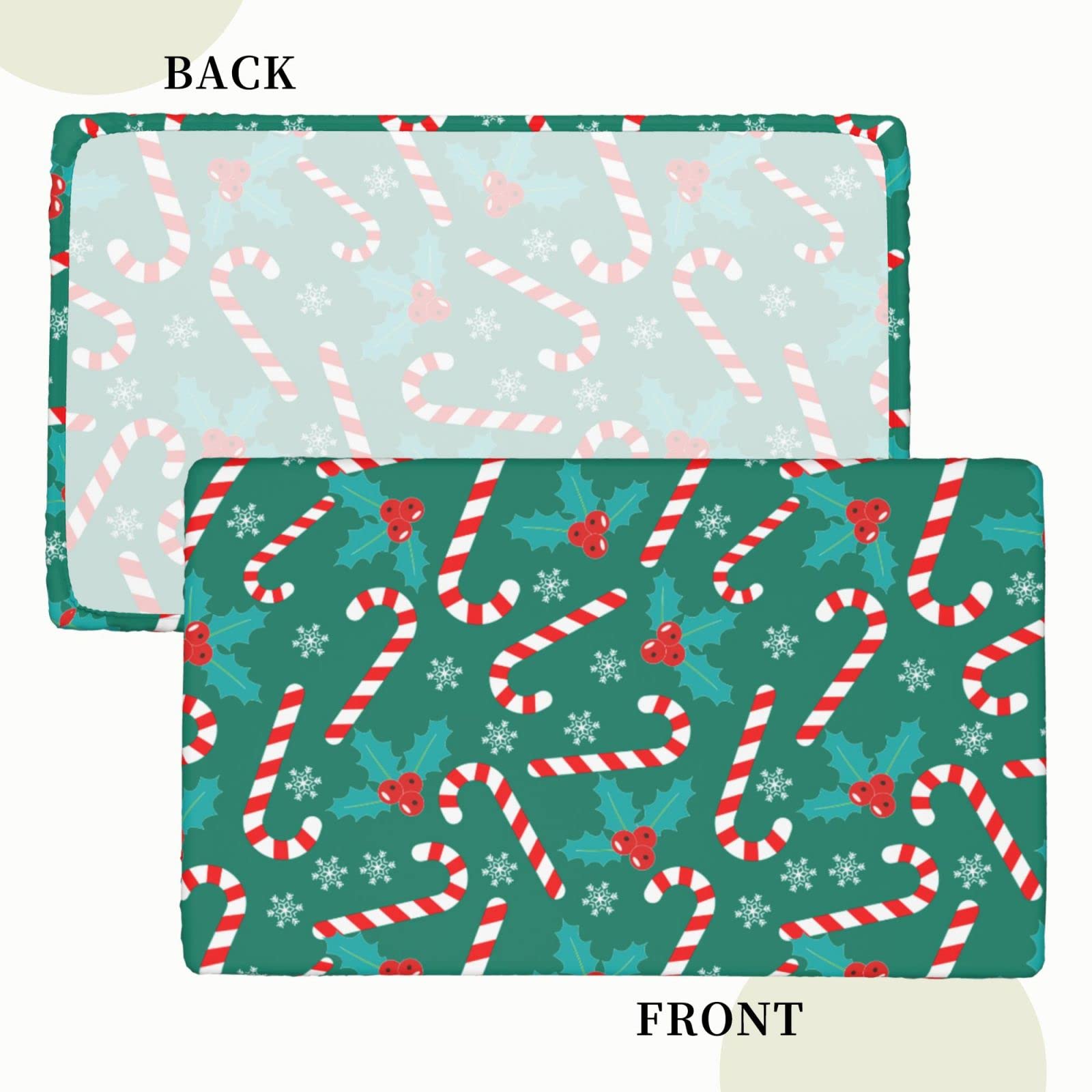 Premium Berry Print Candy Cane Tablecloth - Elastic Fitted Edge, Washable & Reusable Rectangular Table Cover (40x20 Inches) for Kitchen, Dining Room, Picnic, Party & Holiday Decor