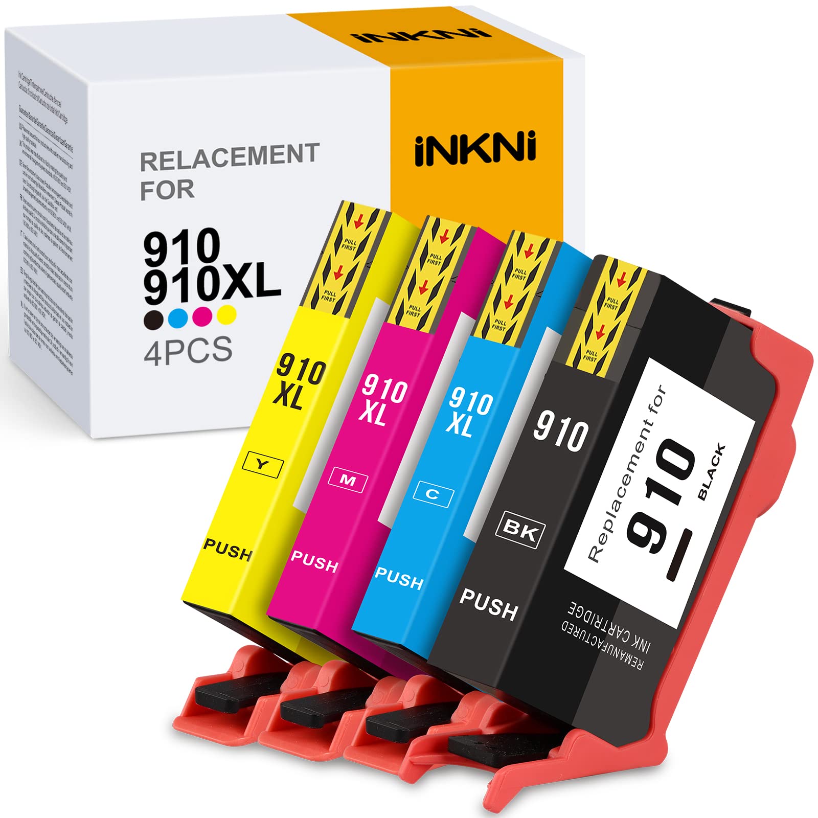 HP 910 & 910XL Ink Cartridges Combo Pack - Remanufactured Replacement for OfficeJet Pro 8020/8022/8025/8015/8028/8031/8035 Printers (Black, Cyan, Magenta, Yellow) | High-Quality Ink for Home & Office Printing, Documents, Photos & School Projects
