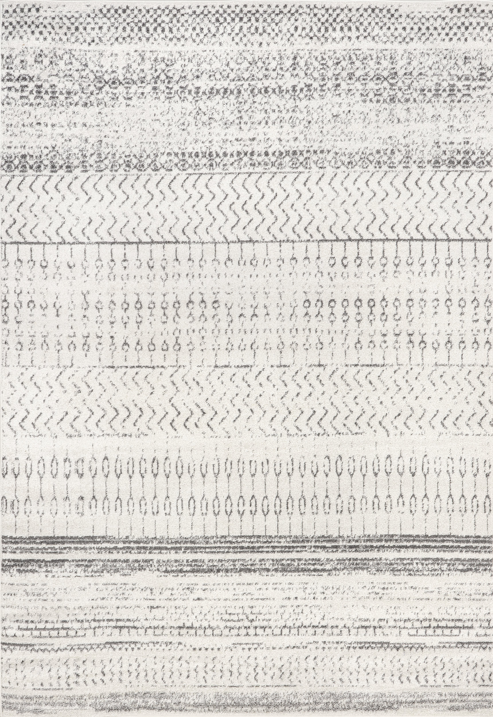 Stylish Banded Abacus & Stripes Area Rug in Grey - Perfect for Living Room, Bedroom, or Office Decor