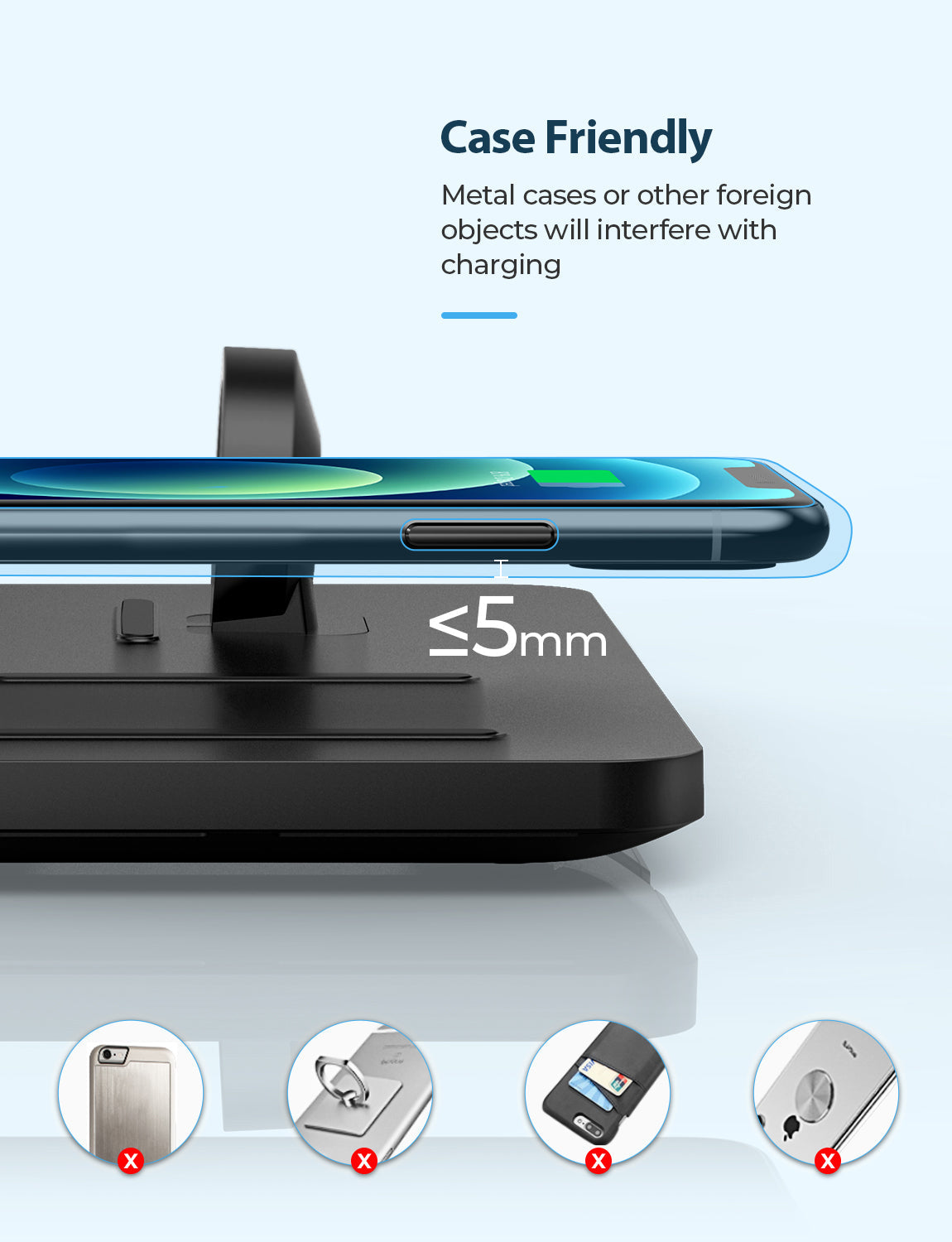 PA150ABUS 2-in-1 Wireless Charger with QC 3.0 Fast Charging Adapter - Dual Charging Station for iPhone, Samsung & AirPods - Perfect for Home, Office & Travel