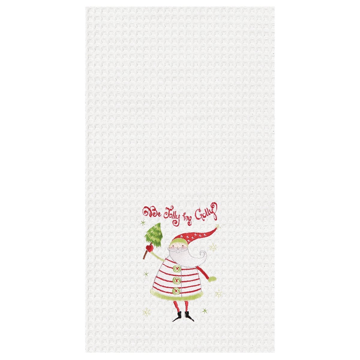 18x27 Christmas Kitchen Towel Set - Holiday Dish Towels with 'Be Jolly by Golly' Design - Festive Kitchen Decor for Holiday Cooking & Baking
