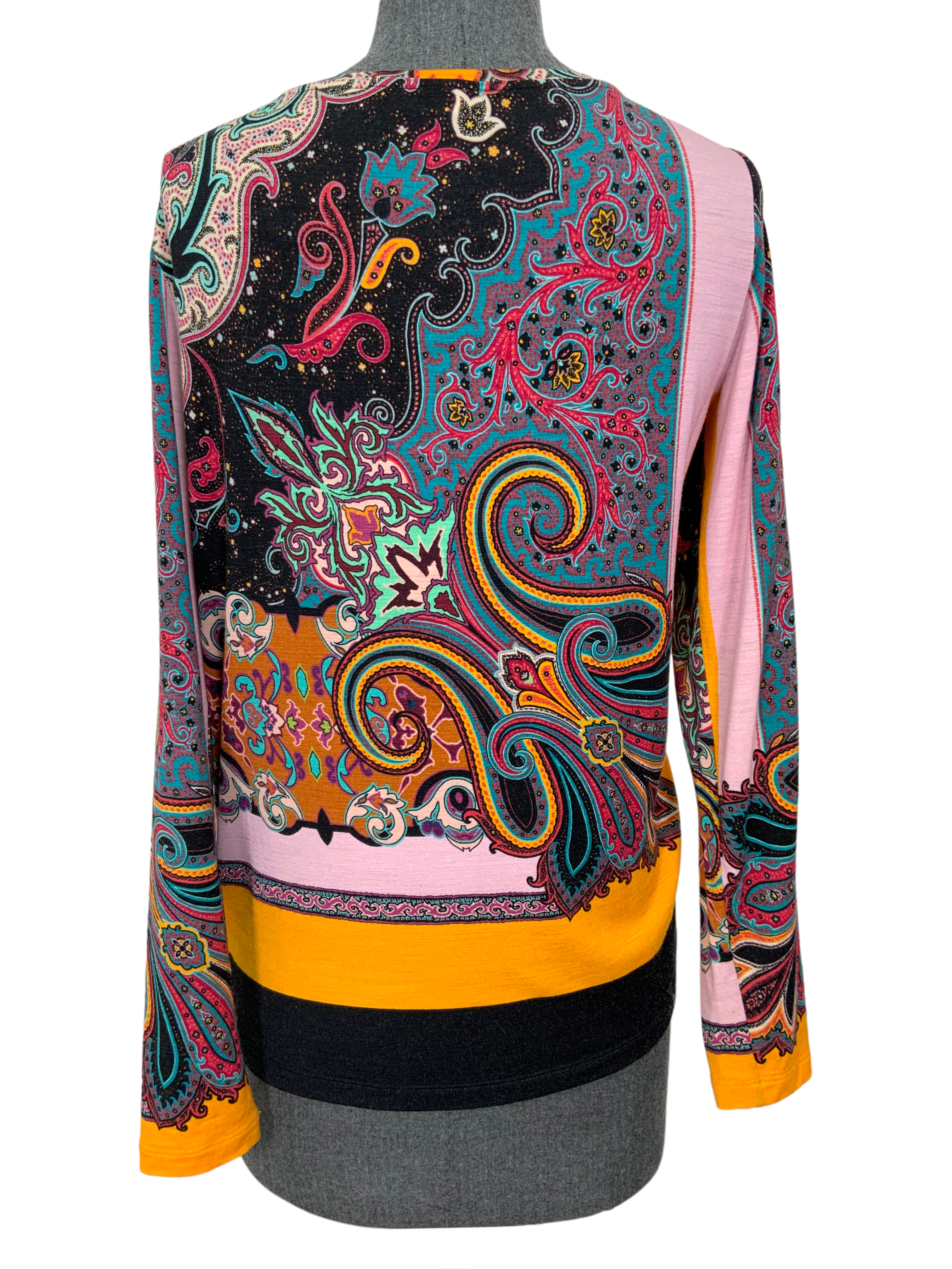 ETRO Women's Floral Printed Silk Blouse - Size S - Elegant Short Sleeve Top for Work, Party & Special Occasions