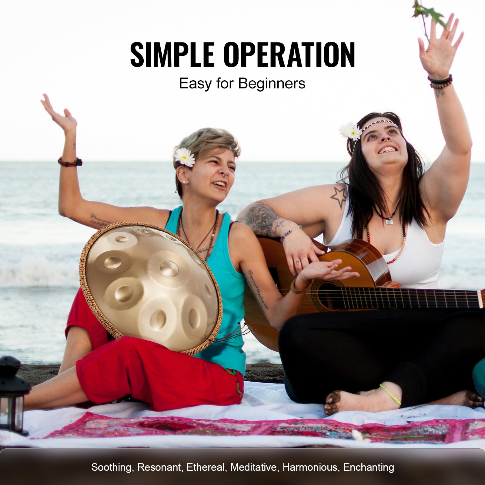 VEVOR 22-inch Handpan Drum in D Minor - 10 Notes Steel Hand Pan with Mallets, 432Hz Tuning, Stand & Carry Bag - Professional Percussion Instrument for Adults & Beginners - Perfect for Meditation, Yoga, Music Therapy & Outdoor Performances