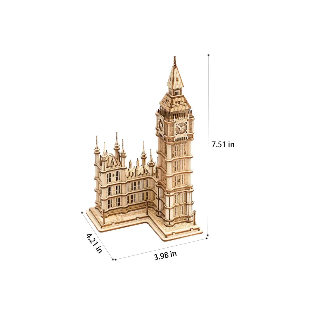3D Wooden Puzzle Big Ben with LED Lights - DIY Model Kit for Adults & Teens - Home Decor, Gift, or Office Display - Perfect for Relaxation & Stress Relief