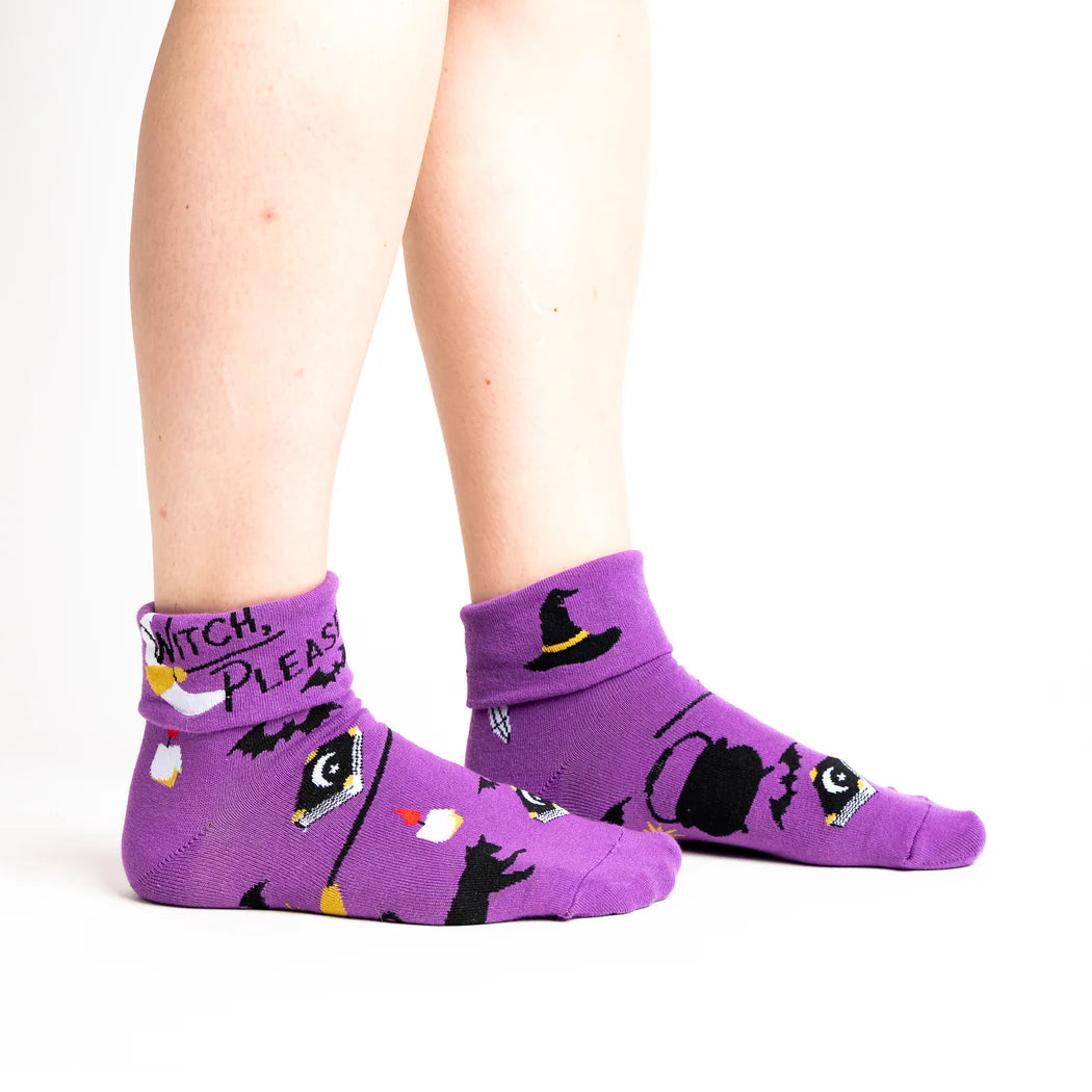 Witch, Please Turn Cuff Crew Socks by Sock It To Me - Fun Novelty Socks for Halloween Costumes & Everyday Wear